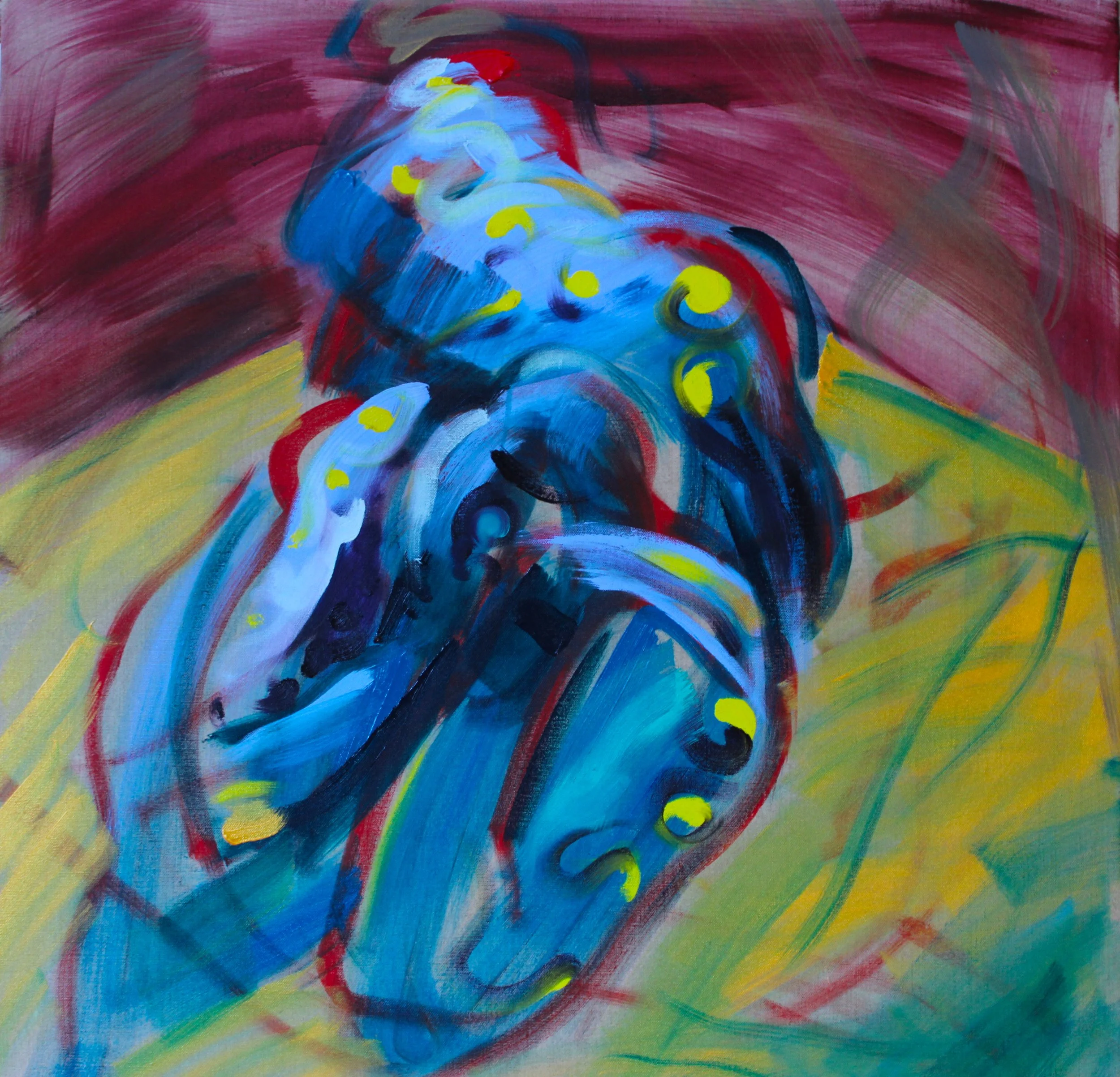 Caterpillar Crying, acrylic and oil on linen, 101.5 x 101.5cm, 2024.