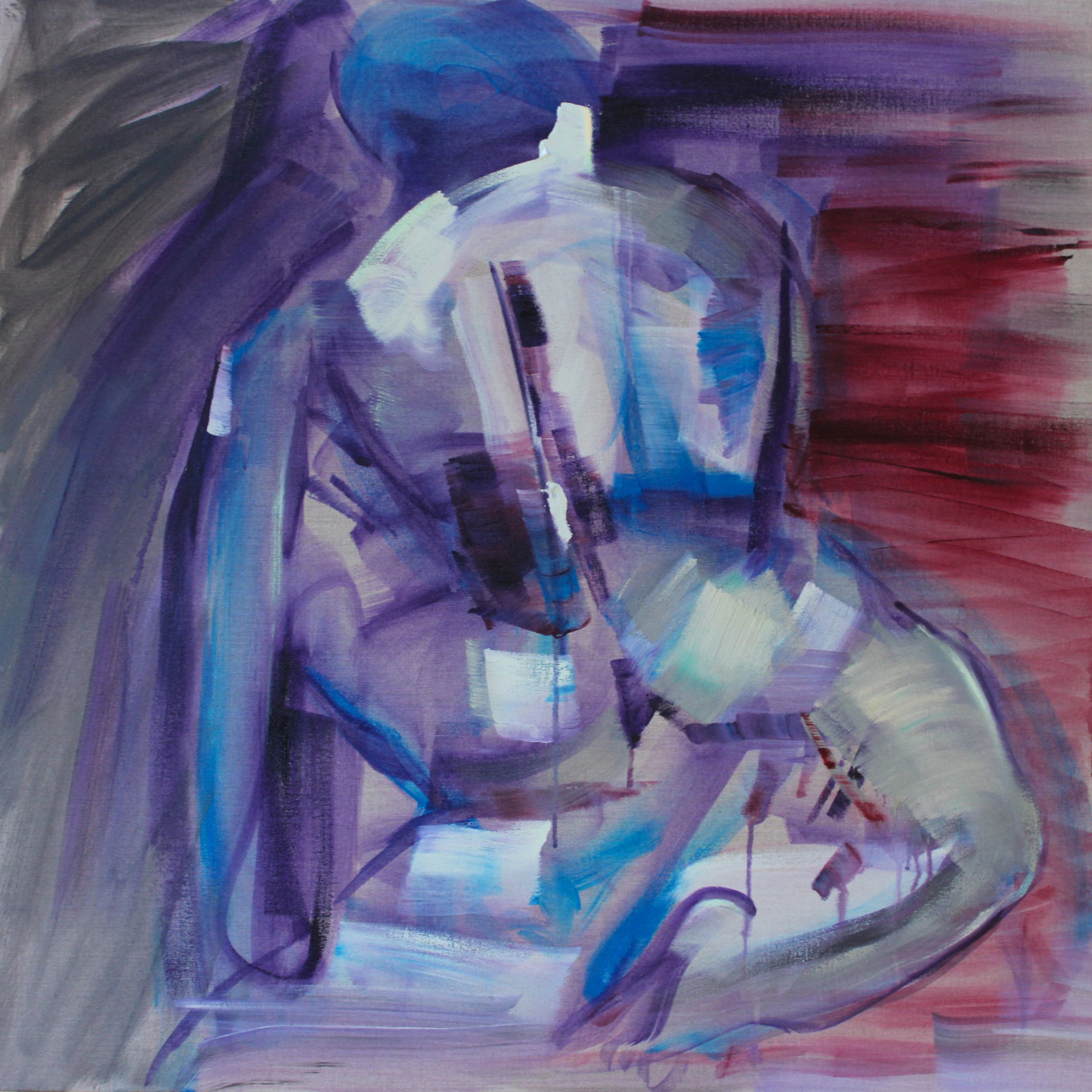 Crimson Night Runner, acrylic and oil on linen, 101.5 x 101.5cm, 2024.