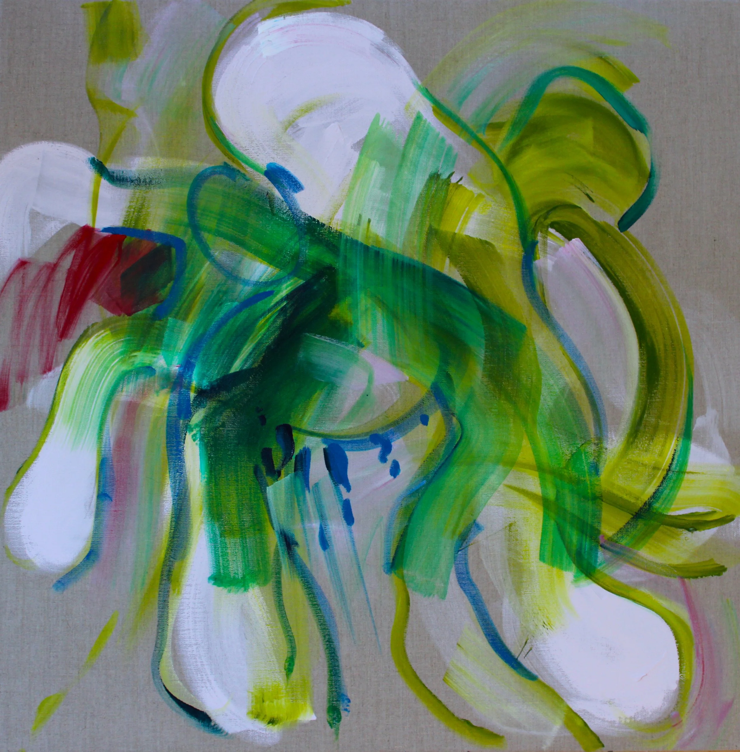 Octopus Applying Lipstick, acrylic and oil on linen, 101.5 x 101.5cm, 2024.