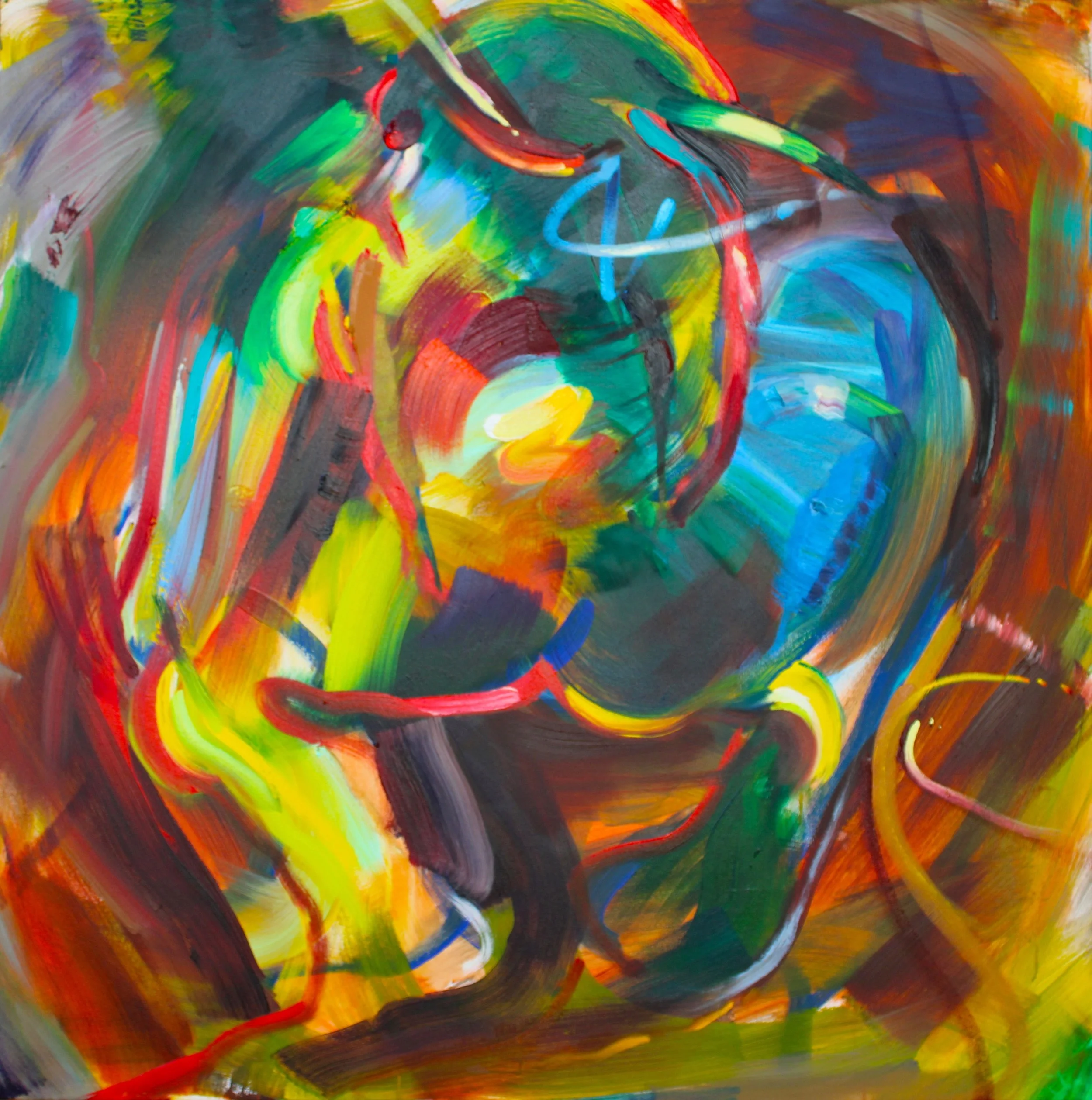 Quantum Fluctuator, acrylic and oil on canvas, 101.5 x 101.5cm, 2024.