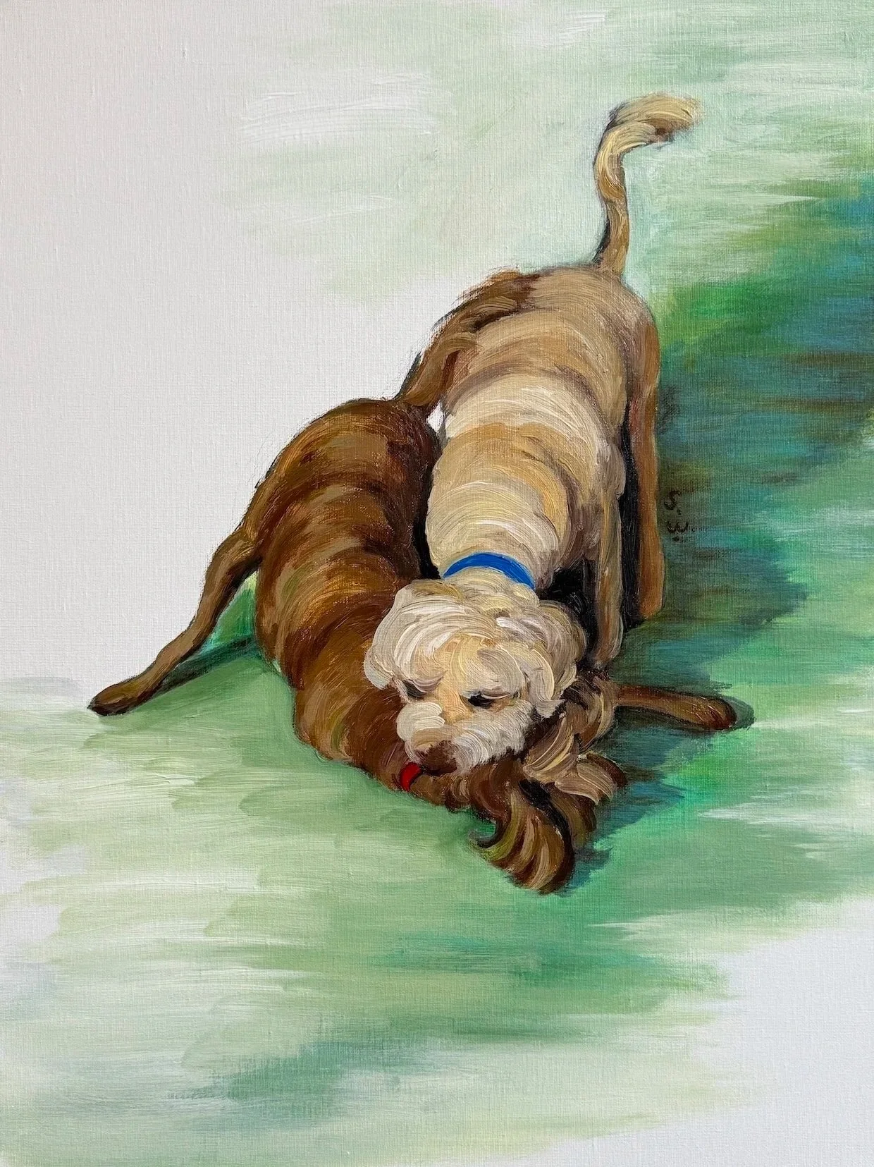 Roughhousing, acrylic, oil sticks on canvas, 24 x 36 in, 2026