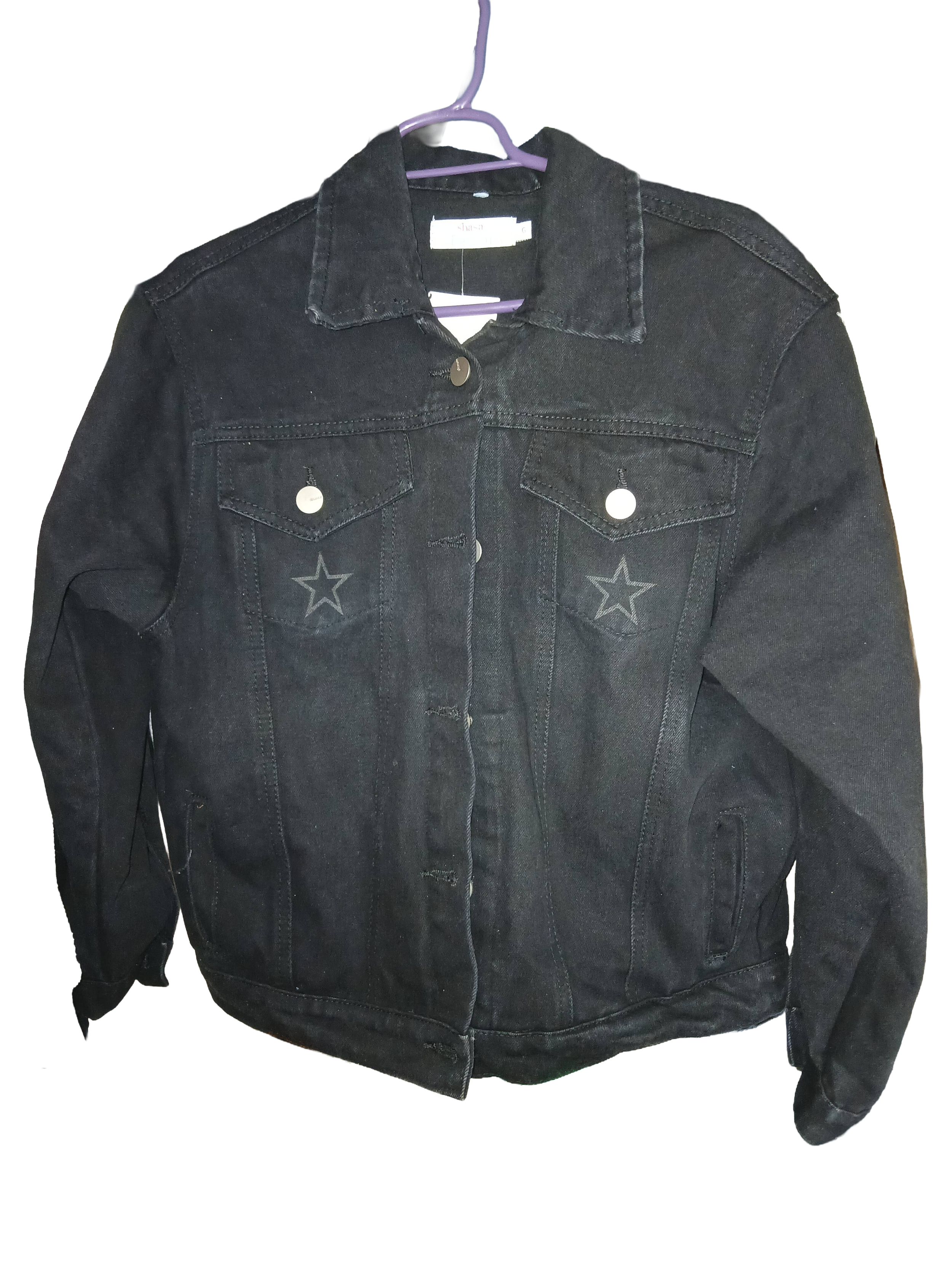 CHAMARRA DENIM NEGRA DISEÑO PANTEON ROCOCO.