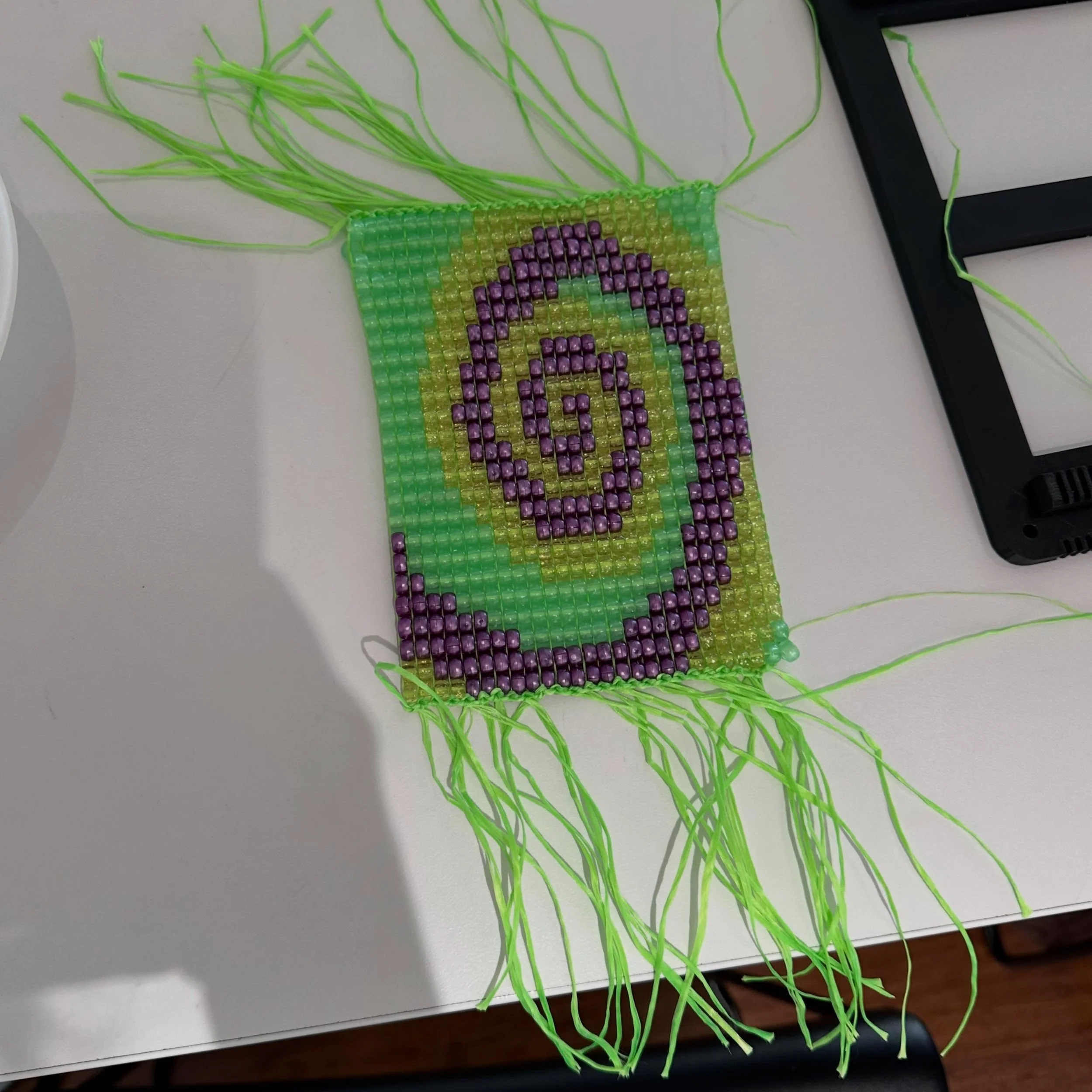 Got to do my first bead weaving workshop and it was EPIC👁️👁️👁️👁️ thanks for everyone who came and beaded with meeee can&rsquo;t wait to do it again 🫡🫡🫡 also everyones pieces turned out so beautiful, hope you learned something new and thank you