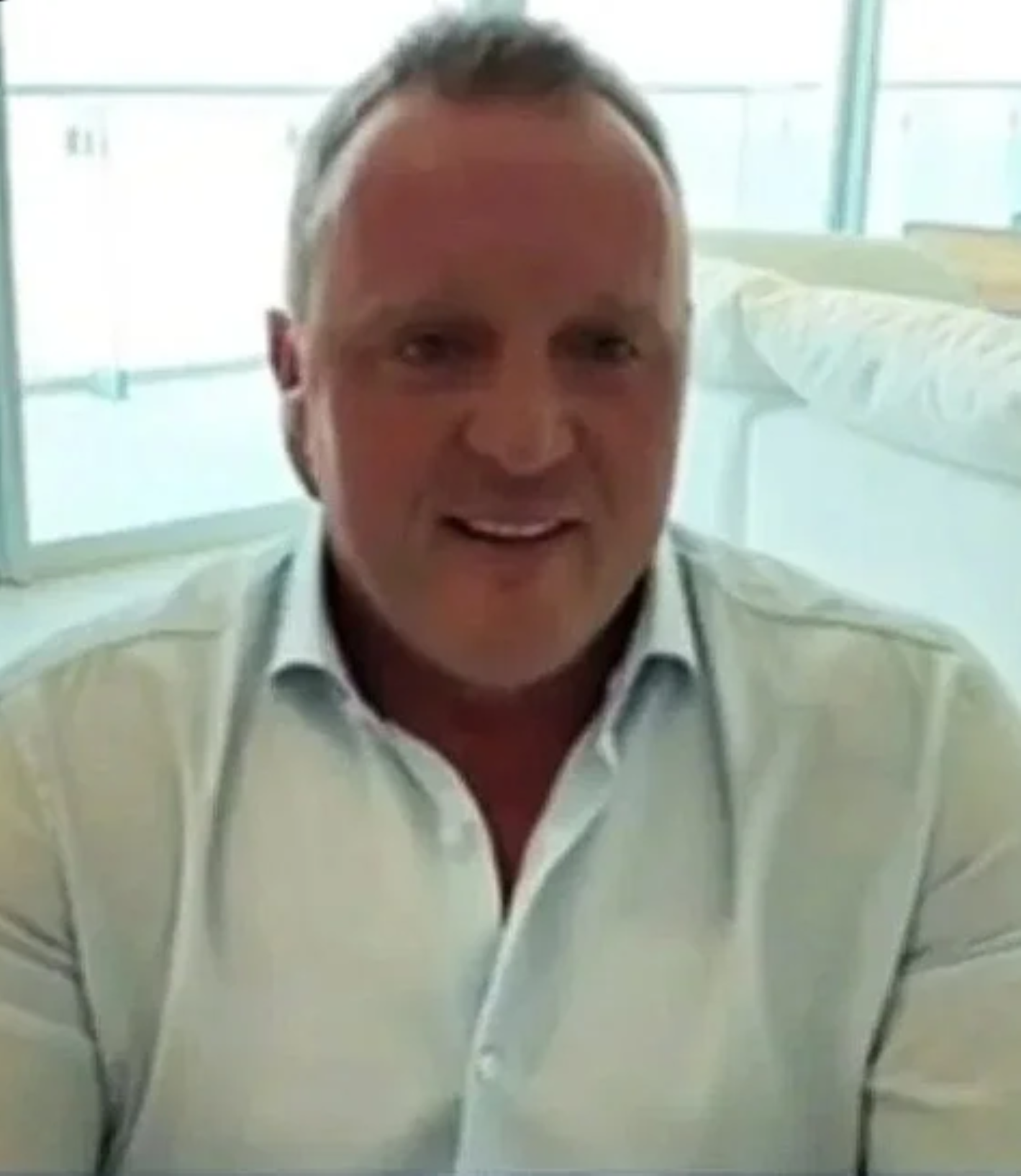 Chad Willis in a candid moment: overweight, receding hairline, nothing like the fitness image he peddles
