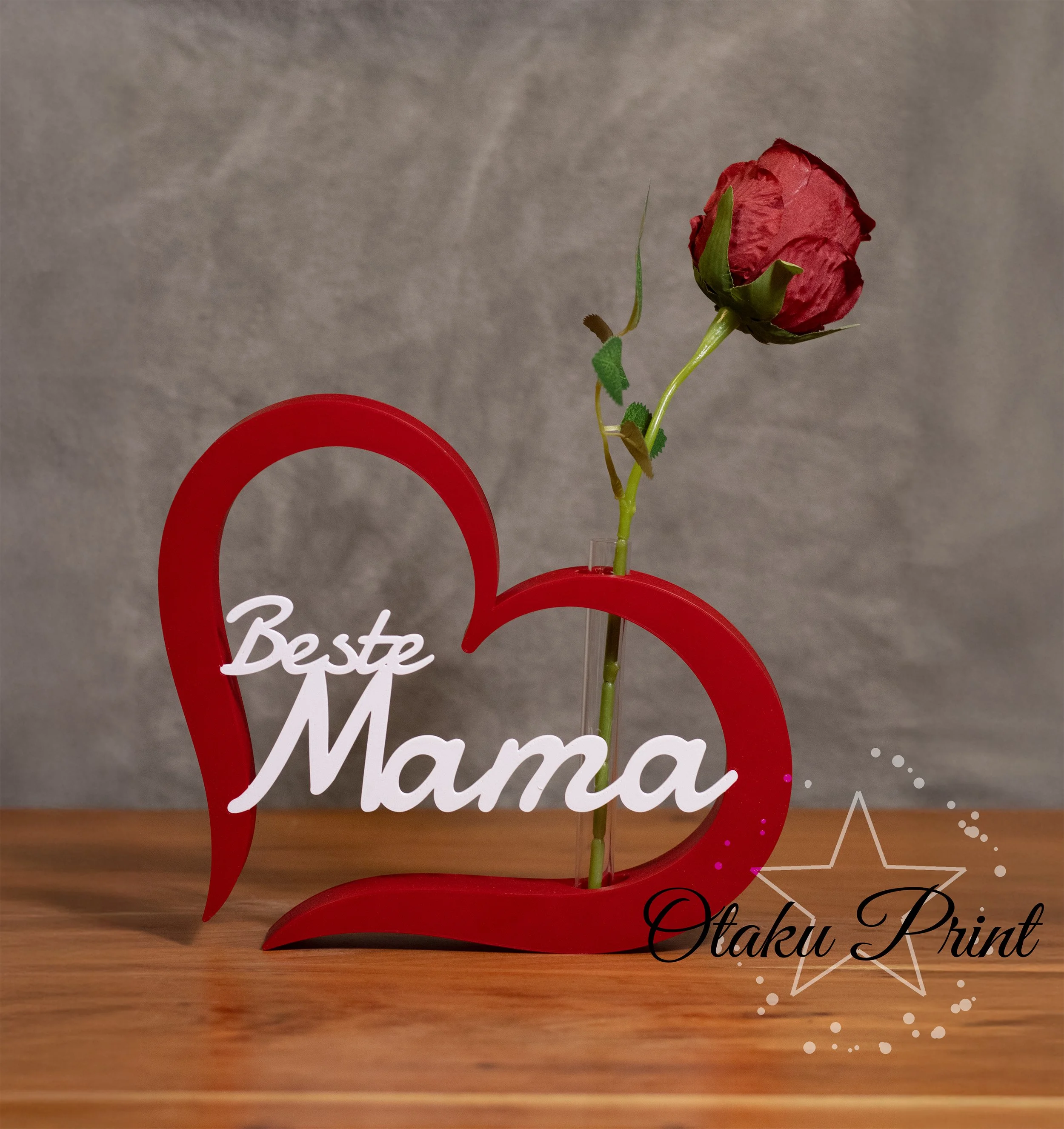 „Beste Mama“ Herz mit Rose