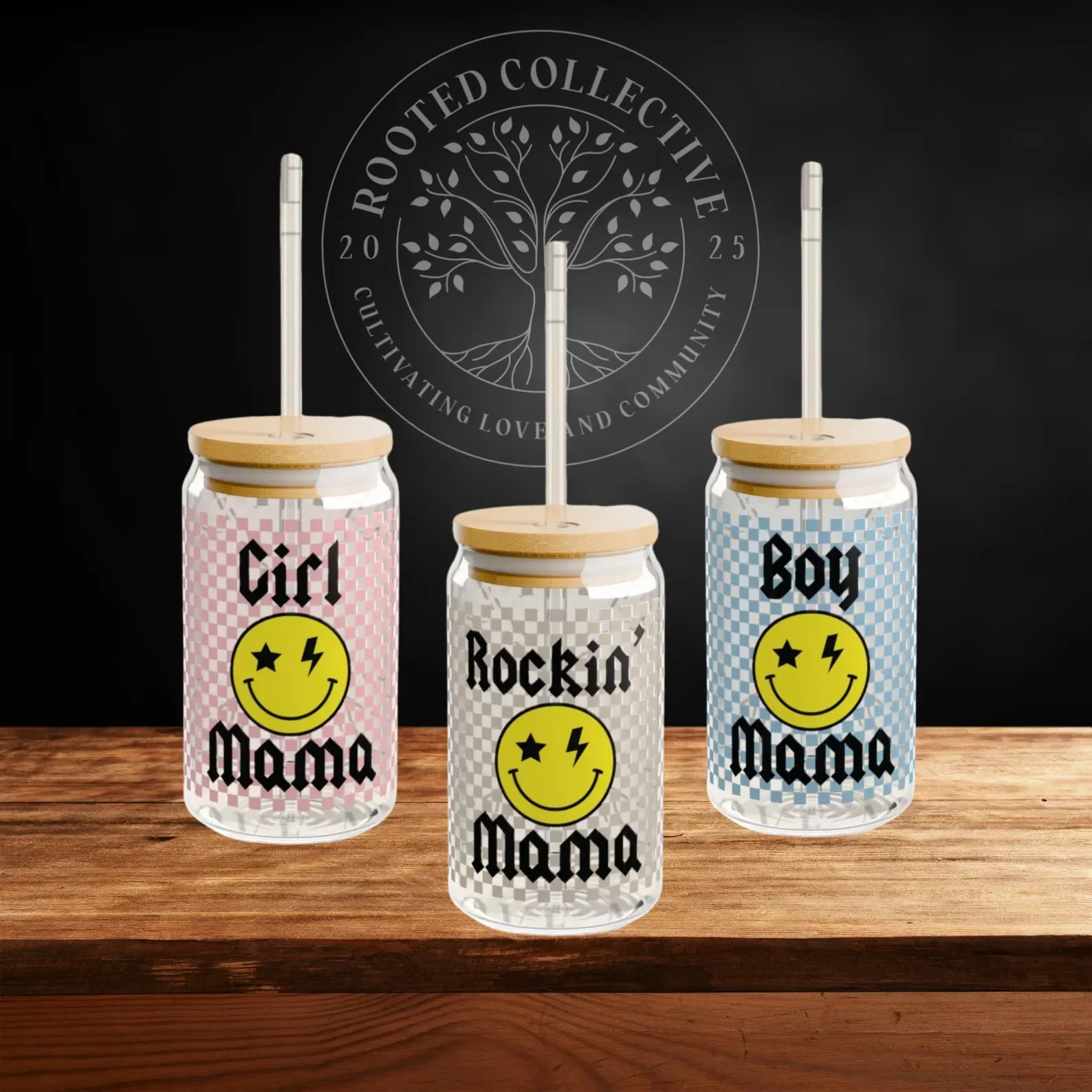 Mama Sipper Glass: AC/DC Style Mom Cup with Lid & Straw
