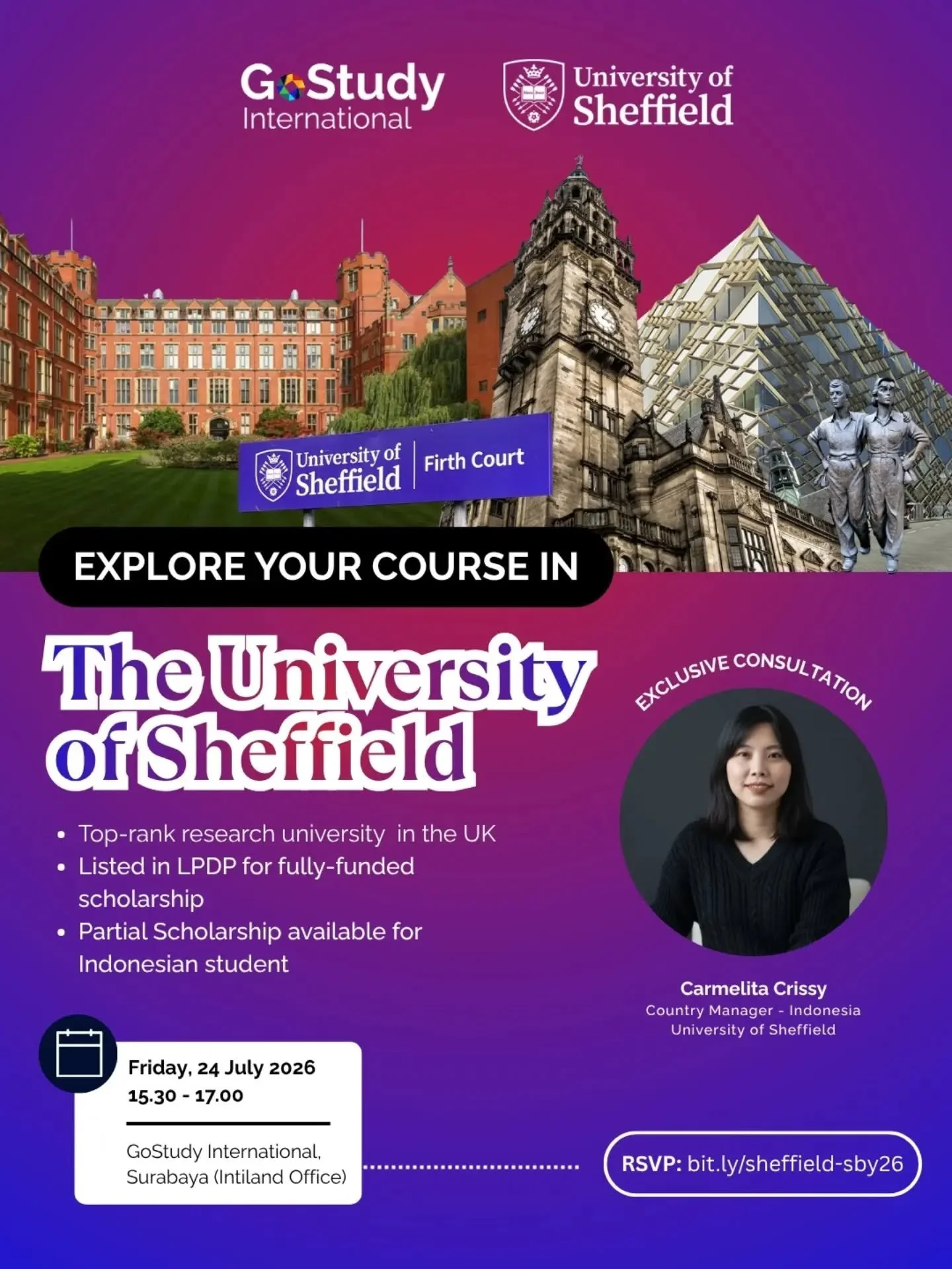 Attend Explore Your Courses in The University of Sheffield event 🇬🇧

and find out why The University of Sheffield a top UK university 🏆 and start your study journey in the best student city Explore Your Courses in The University of Sheffield

[FRE