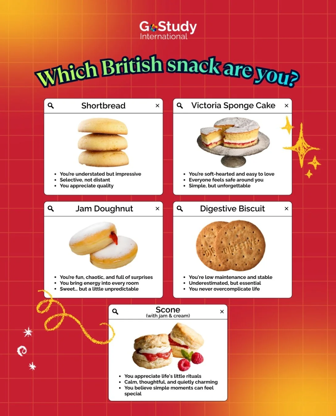✨Your favourite British snack might say more about you than you think...

Are you a cosy Steak &amp; Ale Pie 🥧, a classic Victoria Sponge 🍰, or a chaotic Jam Doughnut 🍩? 

Tell us your favourite in the comments, and let&rsquo;s see if we guessed y