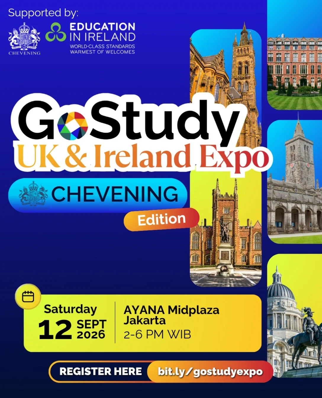 Come meet us at our Chevening Edition Expo and get the info you need to plan your next step! From university options to scholarship opportunities 🤭

📅 Saturday, 12 September 2026
 📍 AYANA Midplaza Jakarta
 ⏰ 2&ndash;6 PM WIB

Come with your questi