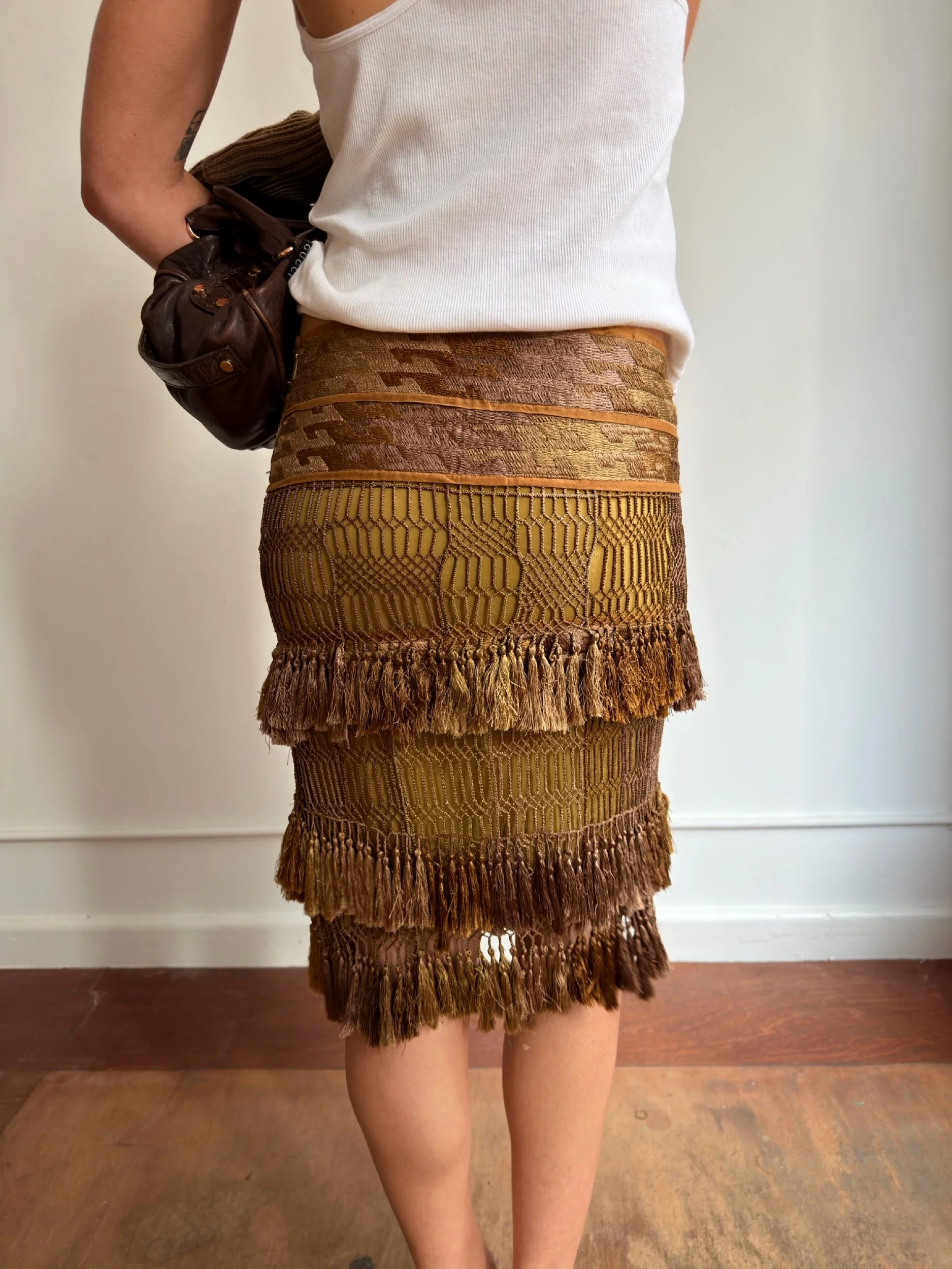 GUCCI SS2005 RUNWAY SILK TASSEL SKIRT by GUCCI in size L from SKIRTS category