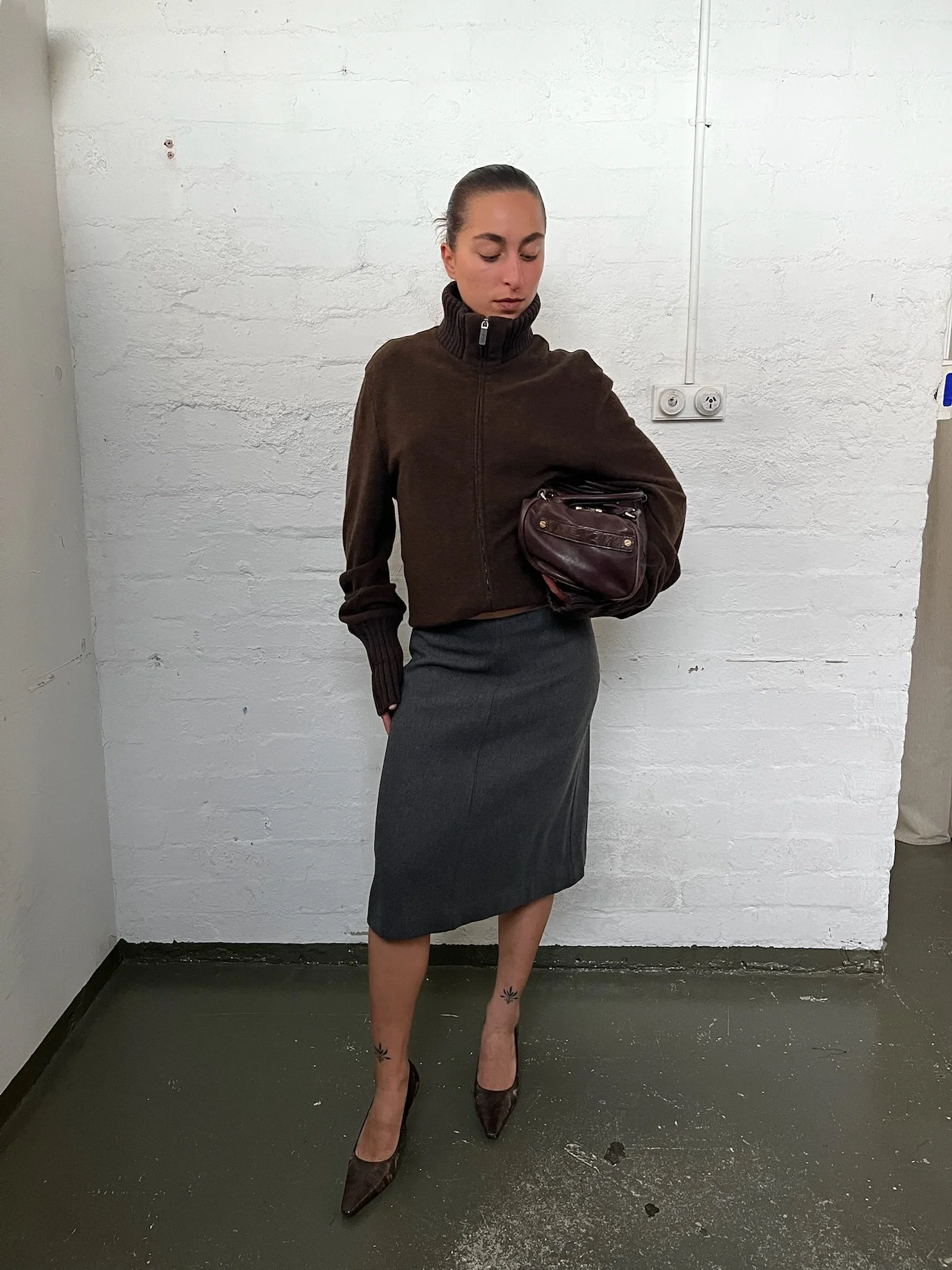 MIU MIU WOOL SKIRT GREY
