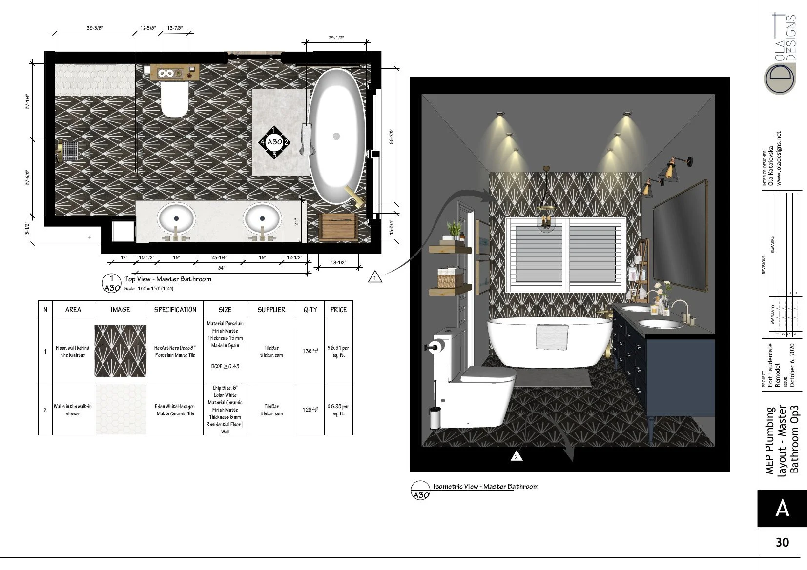 Hamptons-style open plan living room and kitchen, designed by TID Studio in Florida. Example Interiors Drawings Set