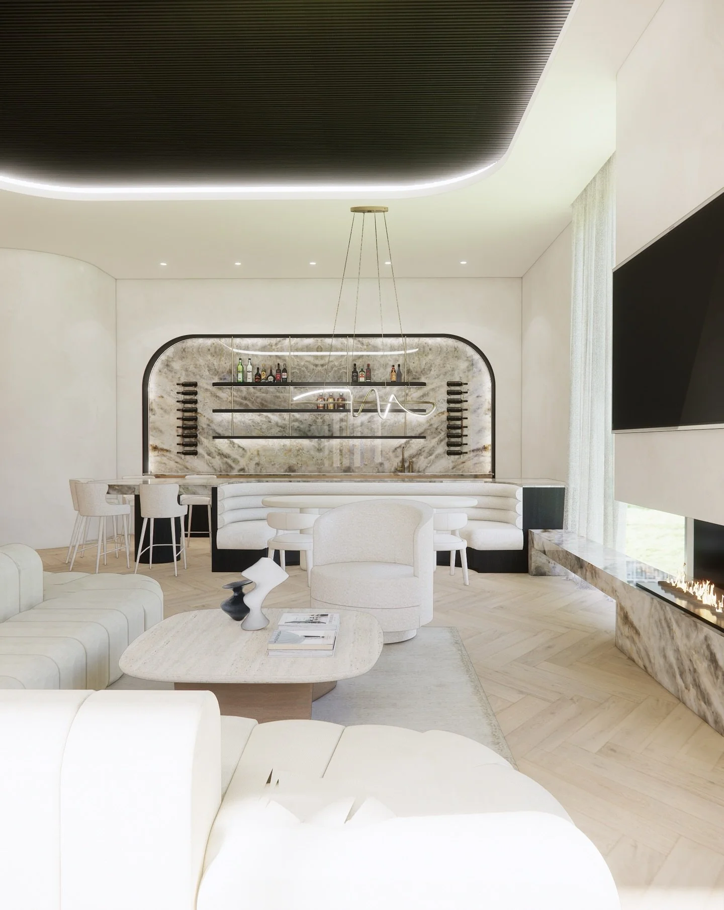 The ultimate home bar✨

A sculptural blend of soft curves, backlit natural stone and atmospheric lighting &mdash; designed to make every evening feel like a private escape.
From casual cocktails to weekend celebrations, this Pool House bar is the def