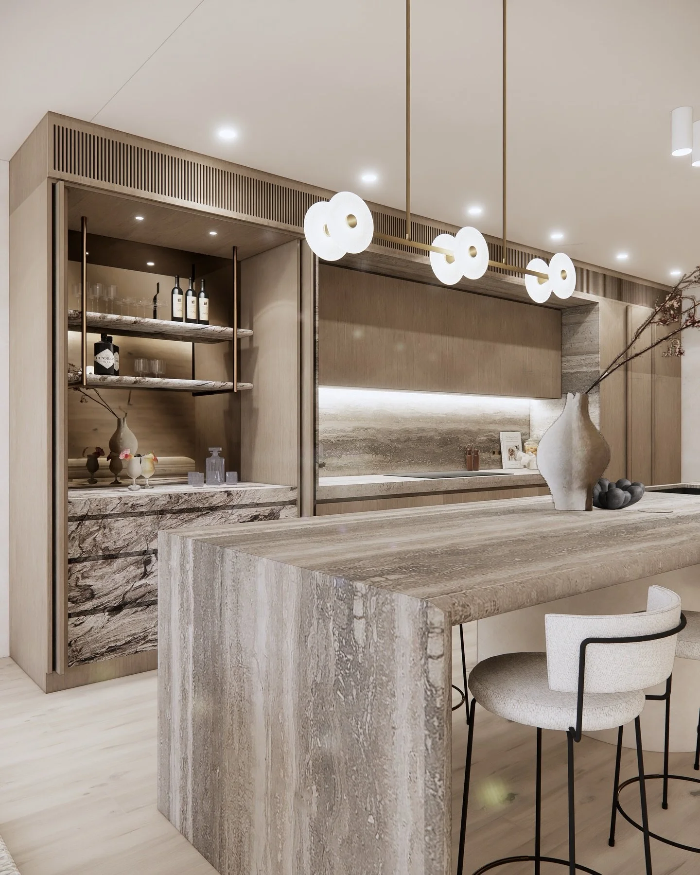 ✨ The best kind of home bar? The one you don&rsquo;t see until you need it.

This hidden bar sits quietly behind pocket doors, blending seamlessly as an extension of the kitchen. By day, it keeps the space calm and uncluttered. By night, it transform
