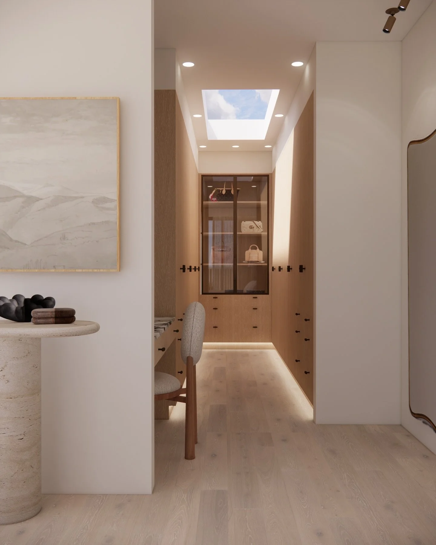 A little more from our recent Sydney presentation &mdash; this time, stepping into the wardrobe + vanity suite of the primary bedroom. ✨

This space was designed to feel slow, soft and beautifully intentional. A curved stone-top vanity with Hollywood