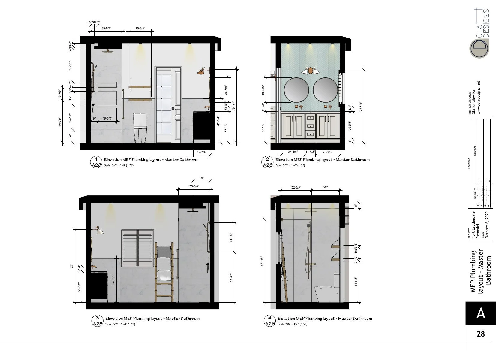 Hamptons-style open plan living room and kitchen, designed by TID Studio in Florida. Example Interiors Drawings Set