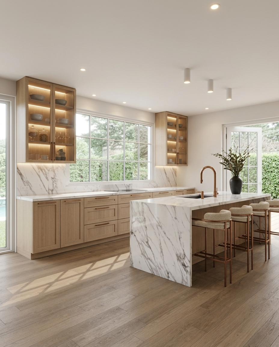 Modern farmhouse kitchen designed by TID Studio in Brisbane