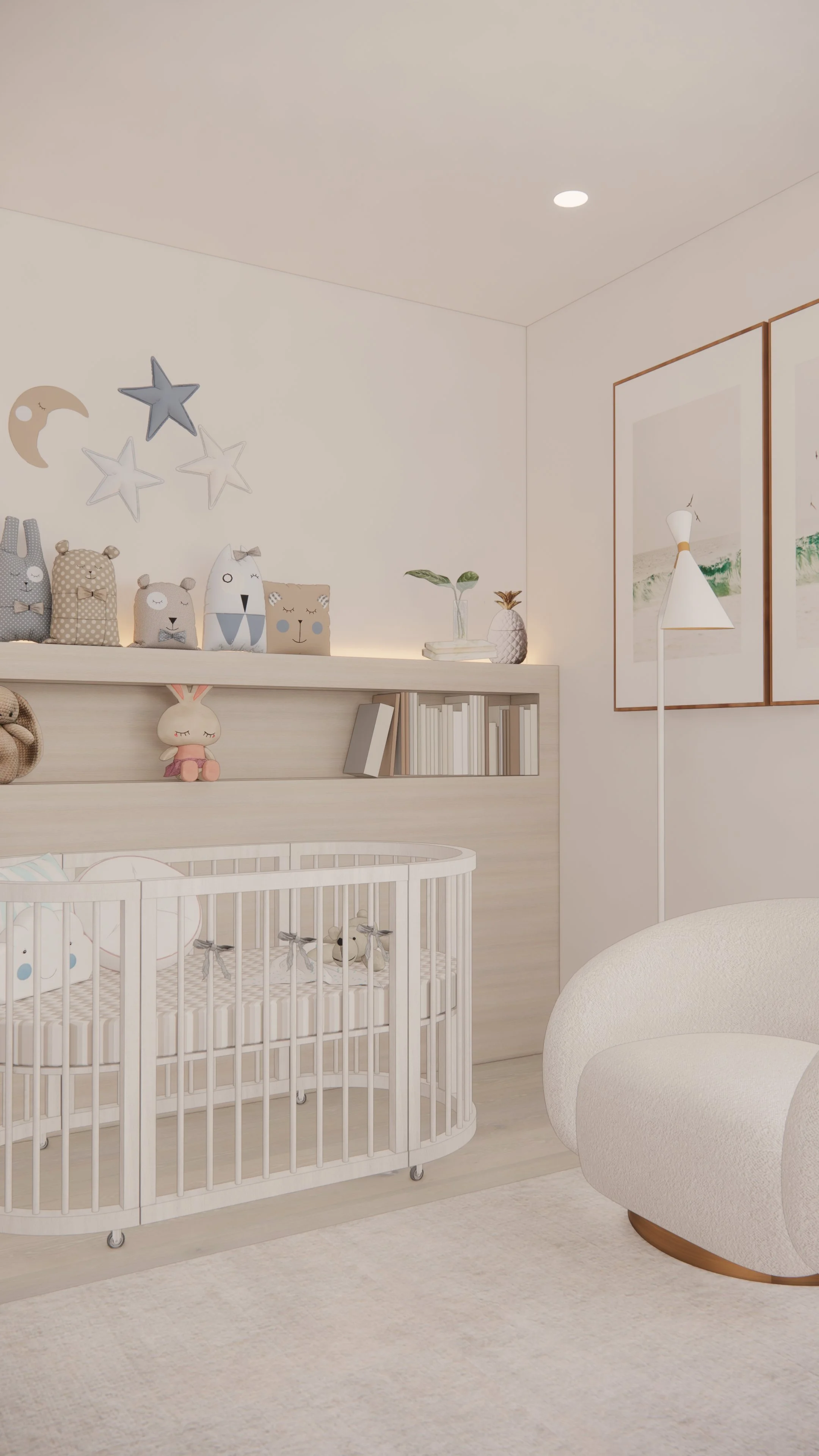 Guest bedroom in neutral tones with soft textures and minimal styling — Auriga Residence by TID Studio, Brisbane
