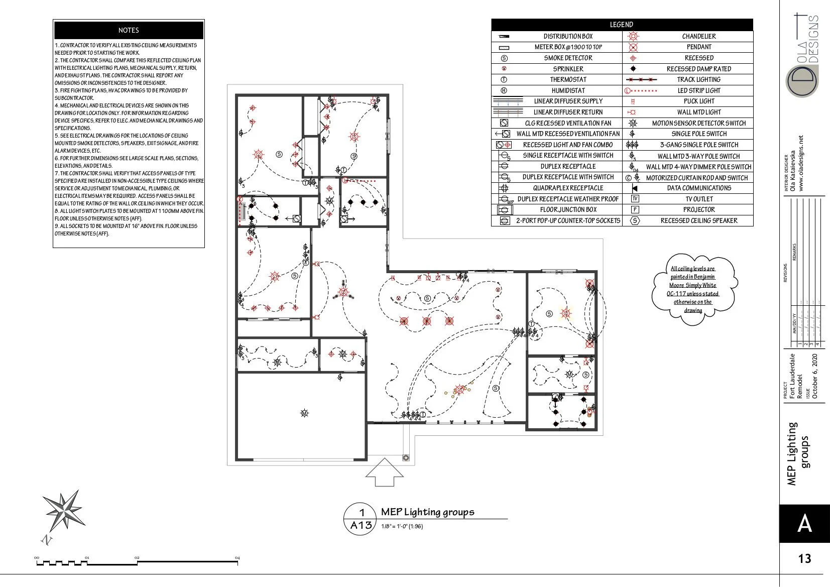 Hamptons-style open plan living room and kitchen, designed by TID Studio in Florida. Example Interiors Drawings Set