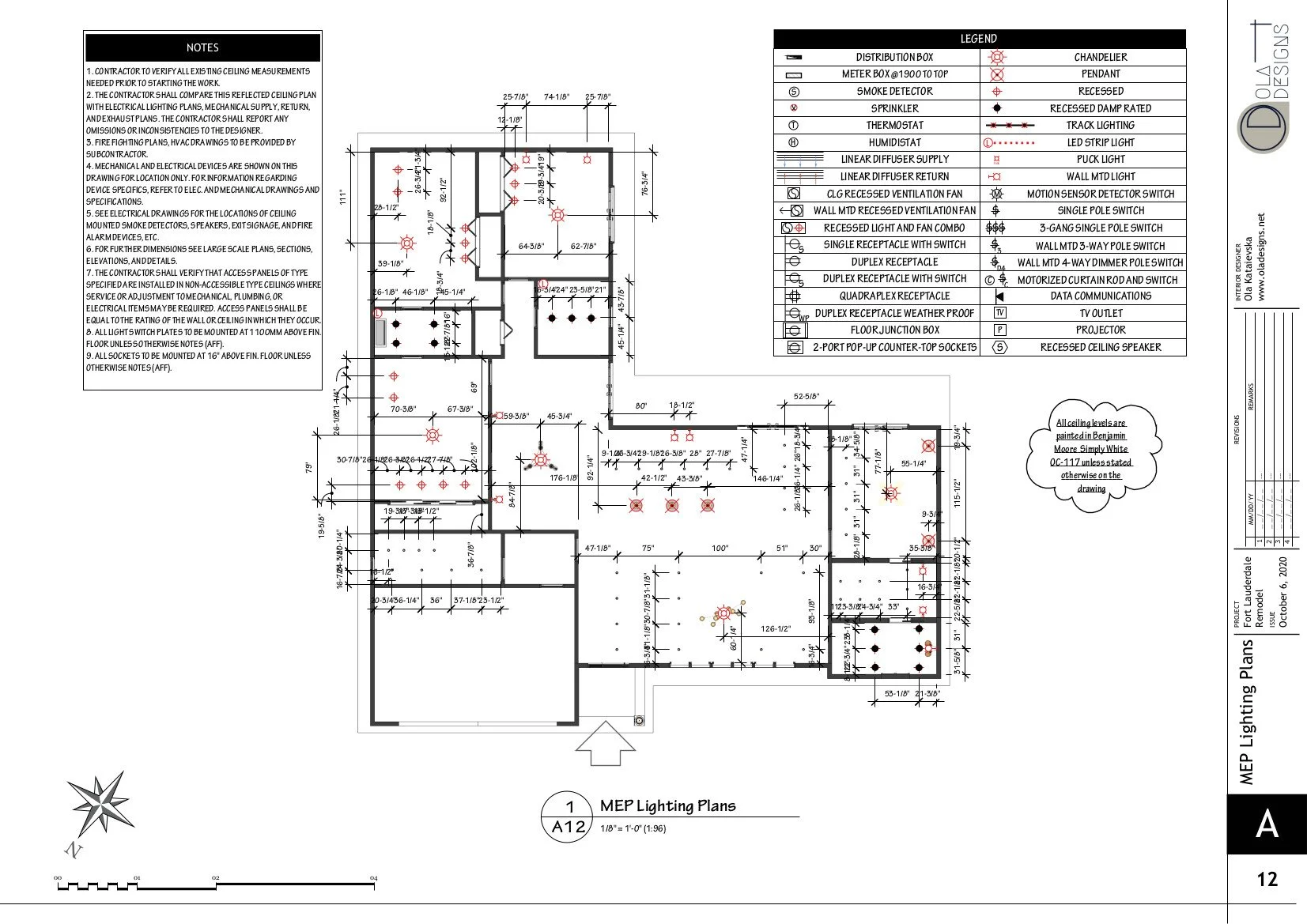 Hamptons-style open plan living room and kitchen, designed by TID Studio in Florida. Example Interiors Drawings Set