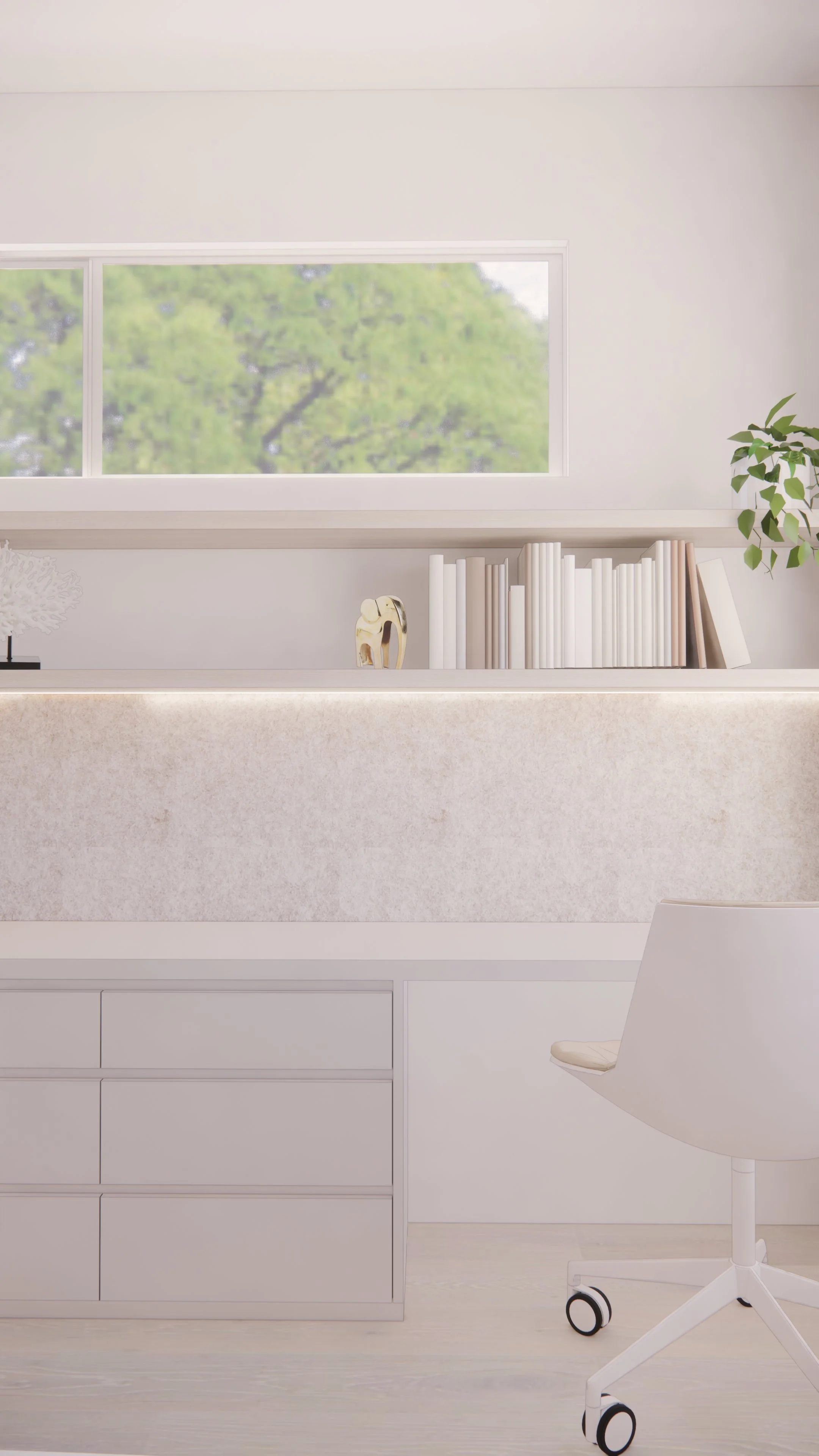 Guest bedroom in neutral tones with soft textures and minimal styling — Auriga Residence by TID Studio, Brisbane