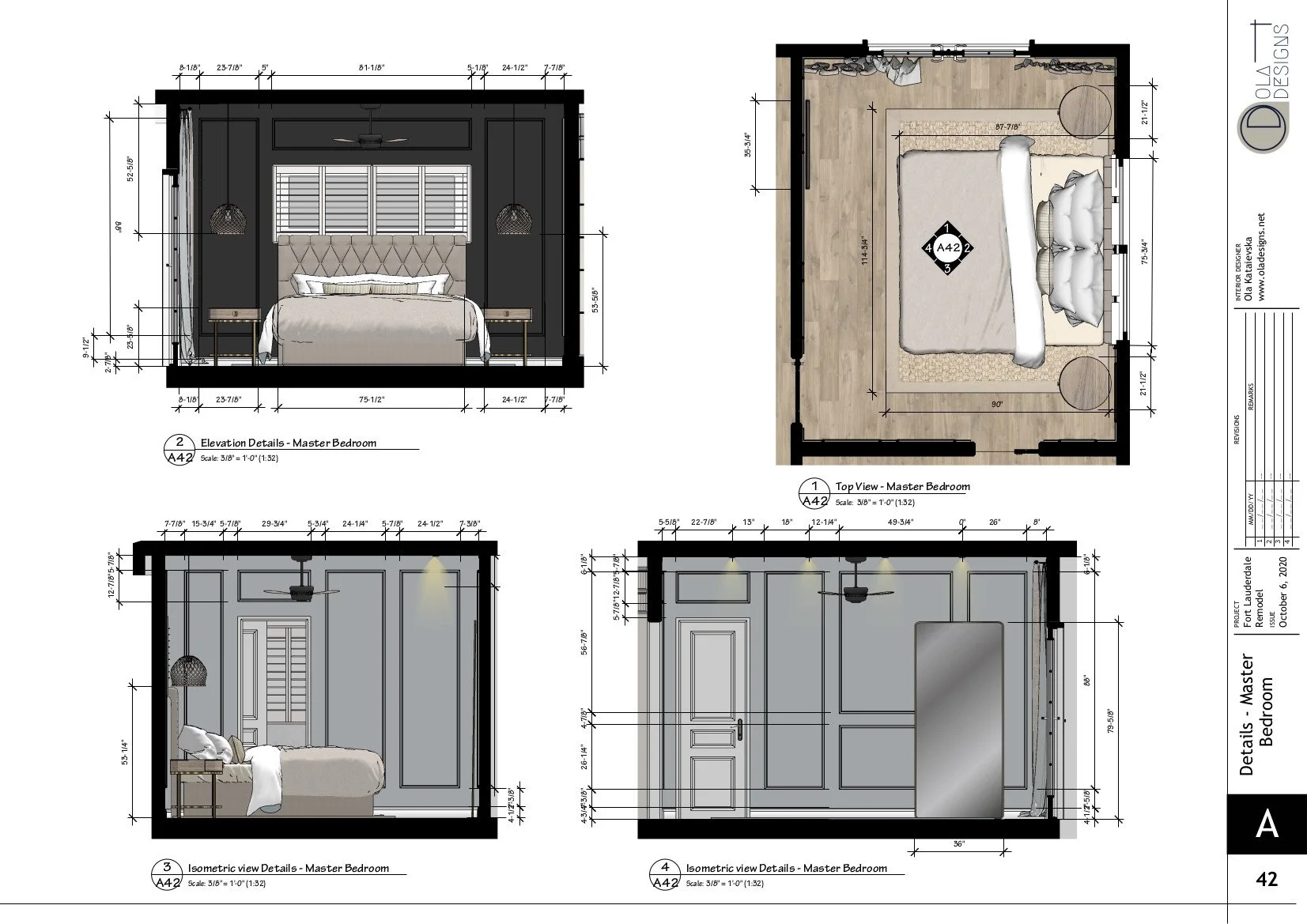Hamptons-style open plan living room and kitchen, designed by TID Studio in Florida. Example Interiors Drawings Set