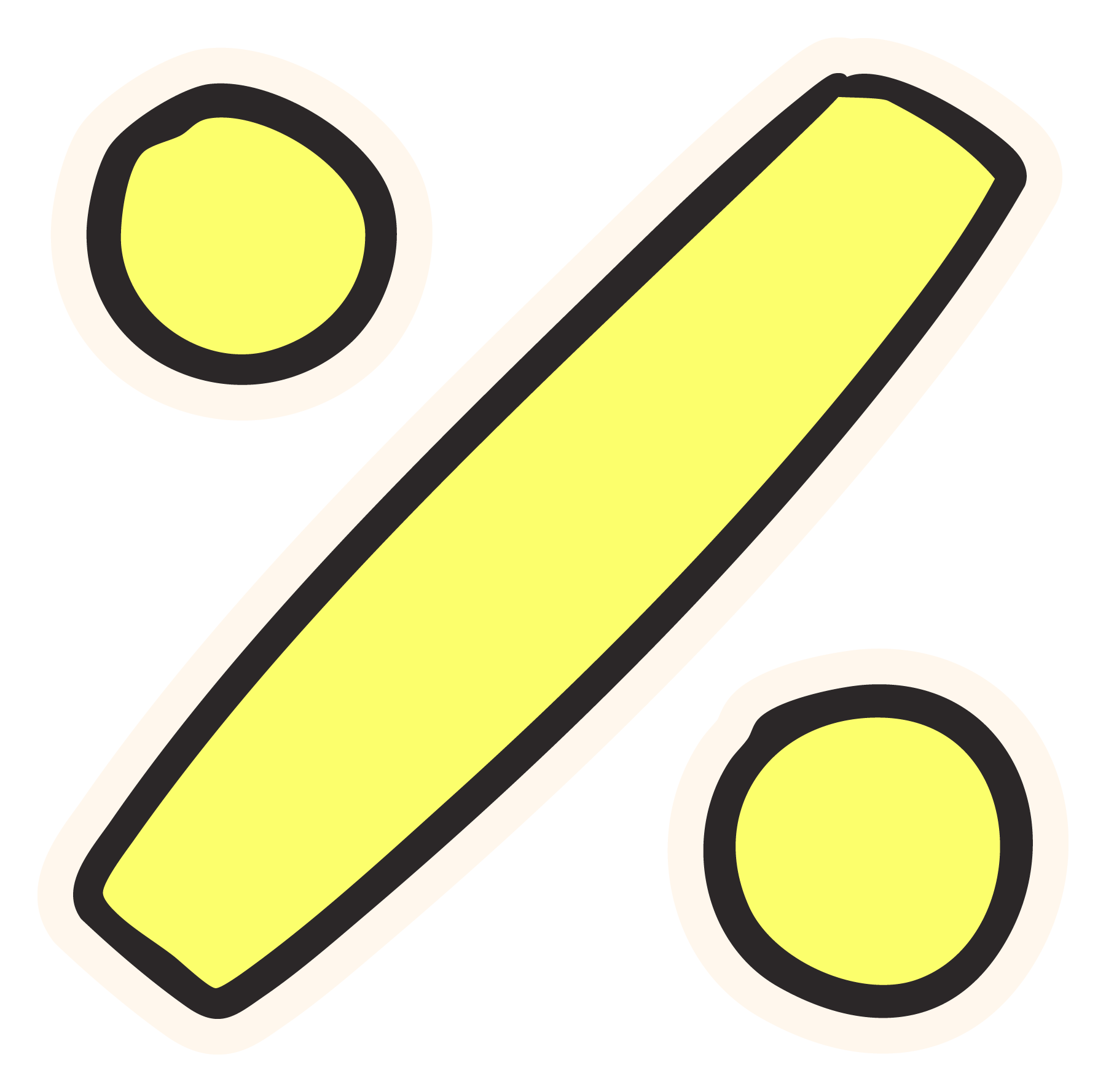 A cartoon-style illustration of a yellow pill and two round pills, all with black outlines on a black background.
