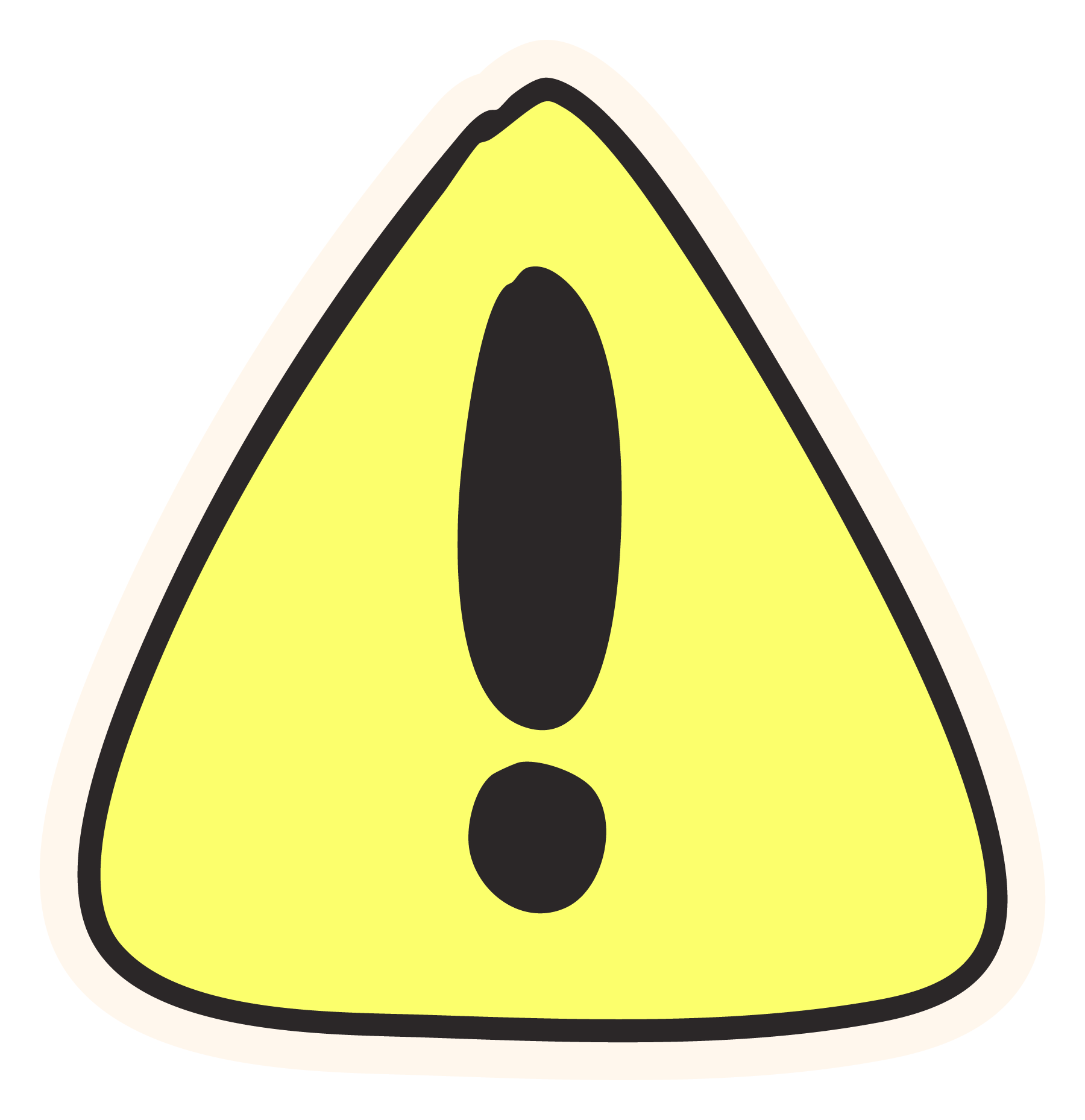 Yellow triangular warning sign with a black exclamation mark in the center.