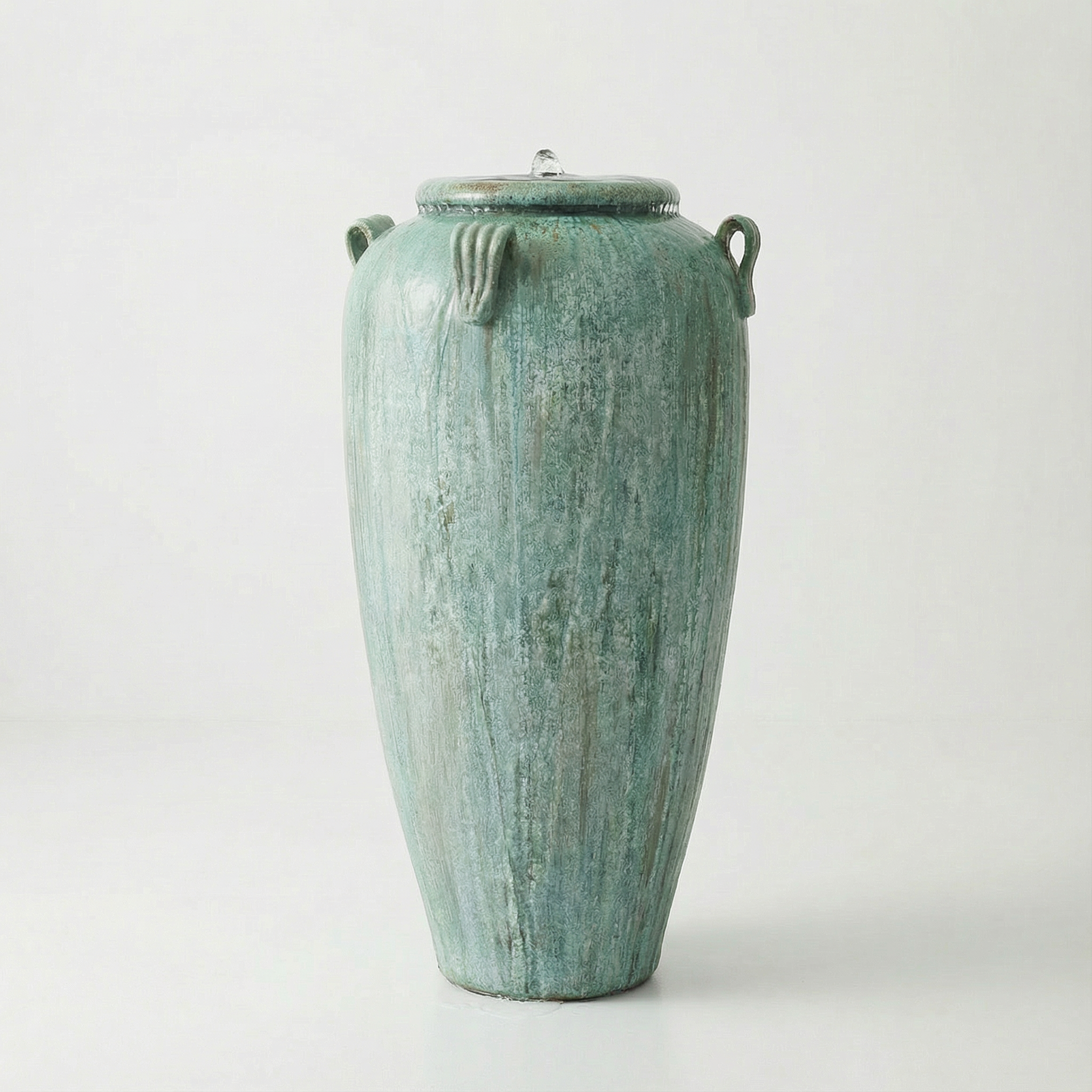 Mihrab Jar Water Fountain — Opal Green Crystalline Glaze