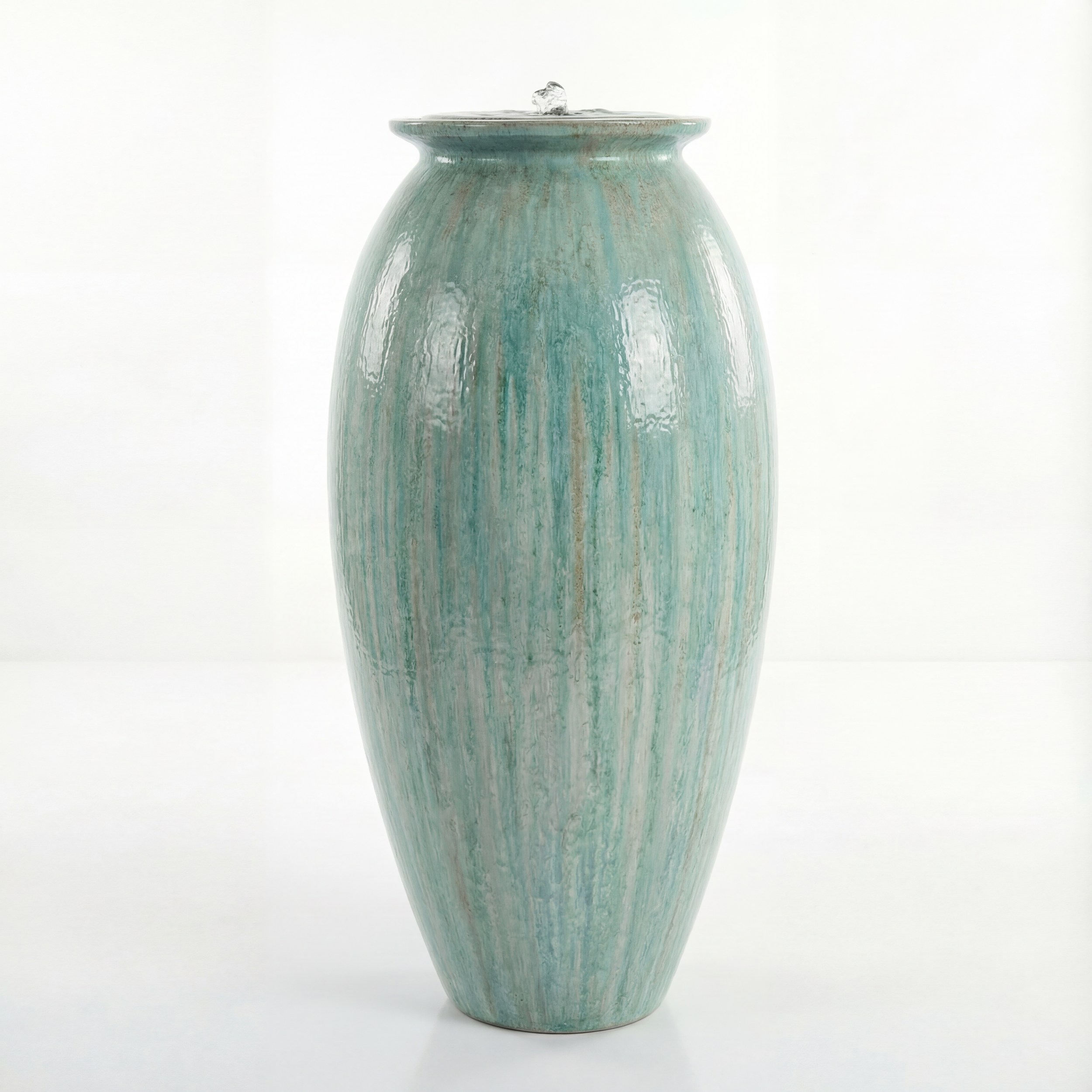 Riwaq Jar Tall Water Fountain — Bahri Rimal Double Fired, Copper Glaze, or Opal Green Crystalline Glaze