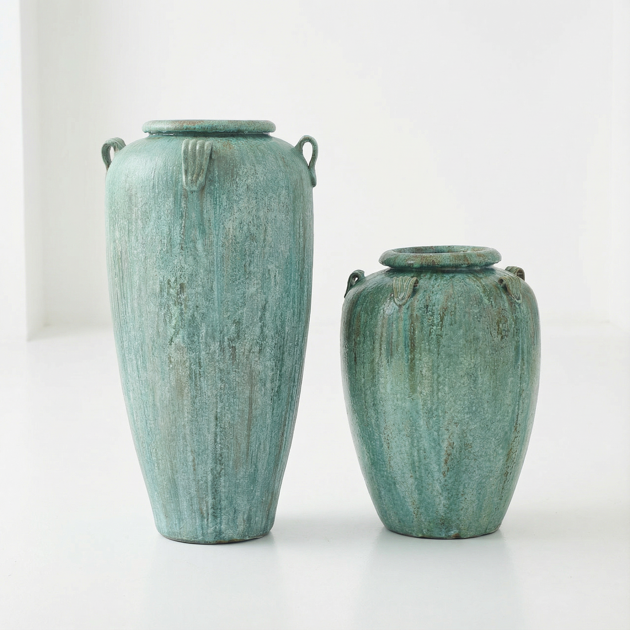 Mihrab Jar — Opal Green Crystalline Glaze (Family of Two)