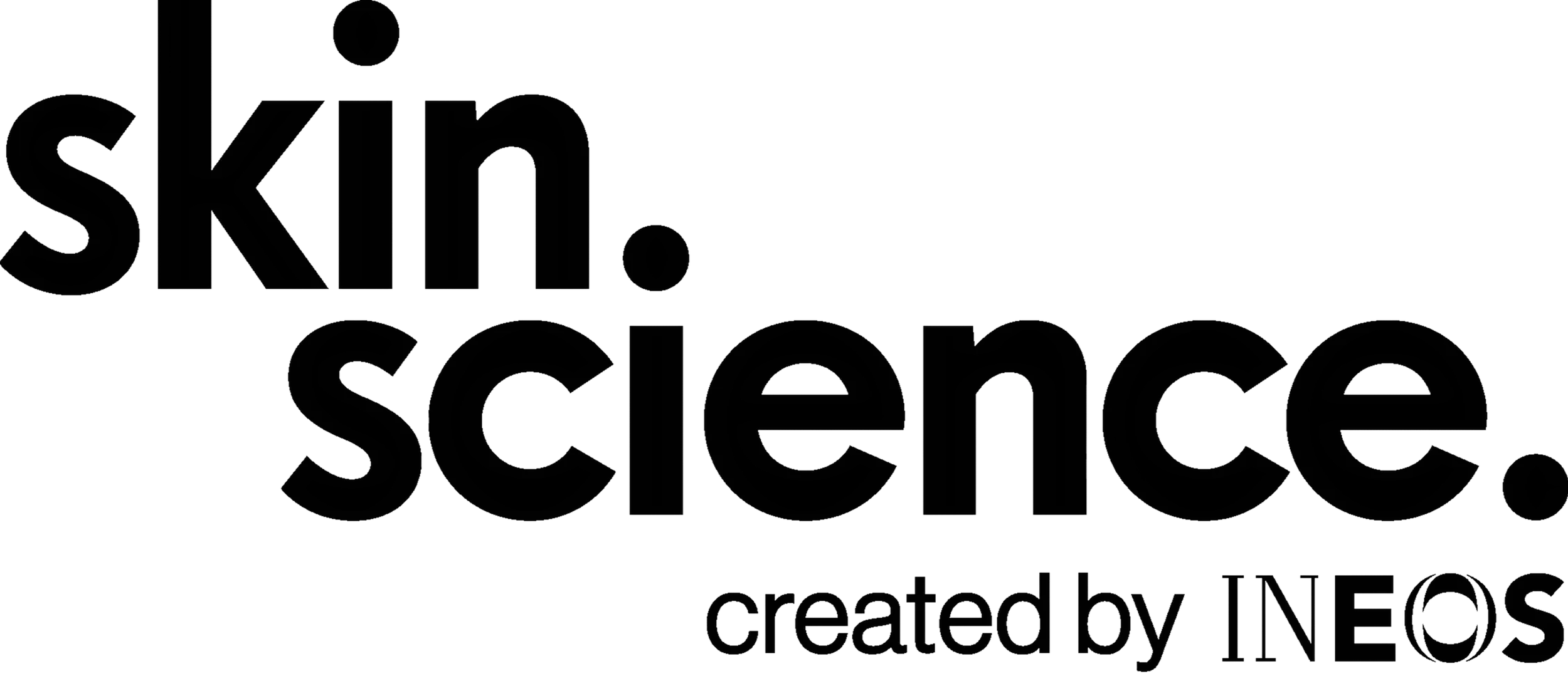 Dark background with the words 'skn. science.' in large, bold letters and smaller text below that reads 'created by INEOS'.