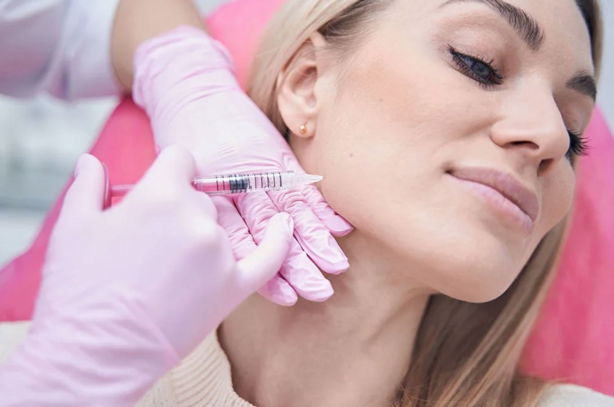 Woman getting dermal cheek filler injection in Staffordshire