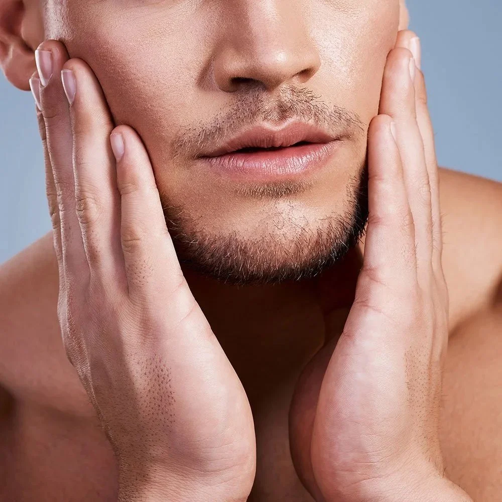 Man after facial treatment in Staffordshire