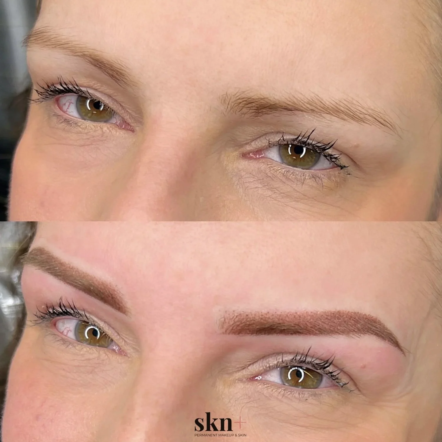 Close up of eyebrows after ombre microblading treatment in Staffordshire