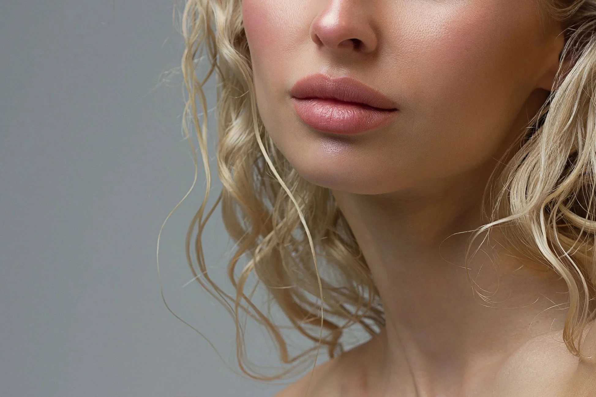 Woman after having lip blush treatment Staffordshire
