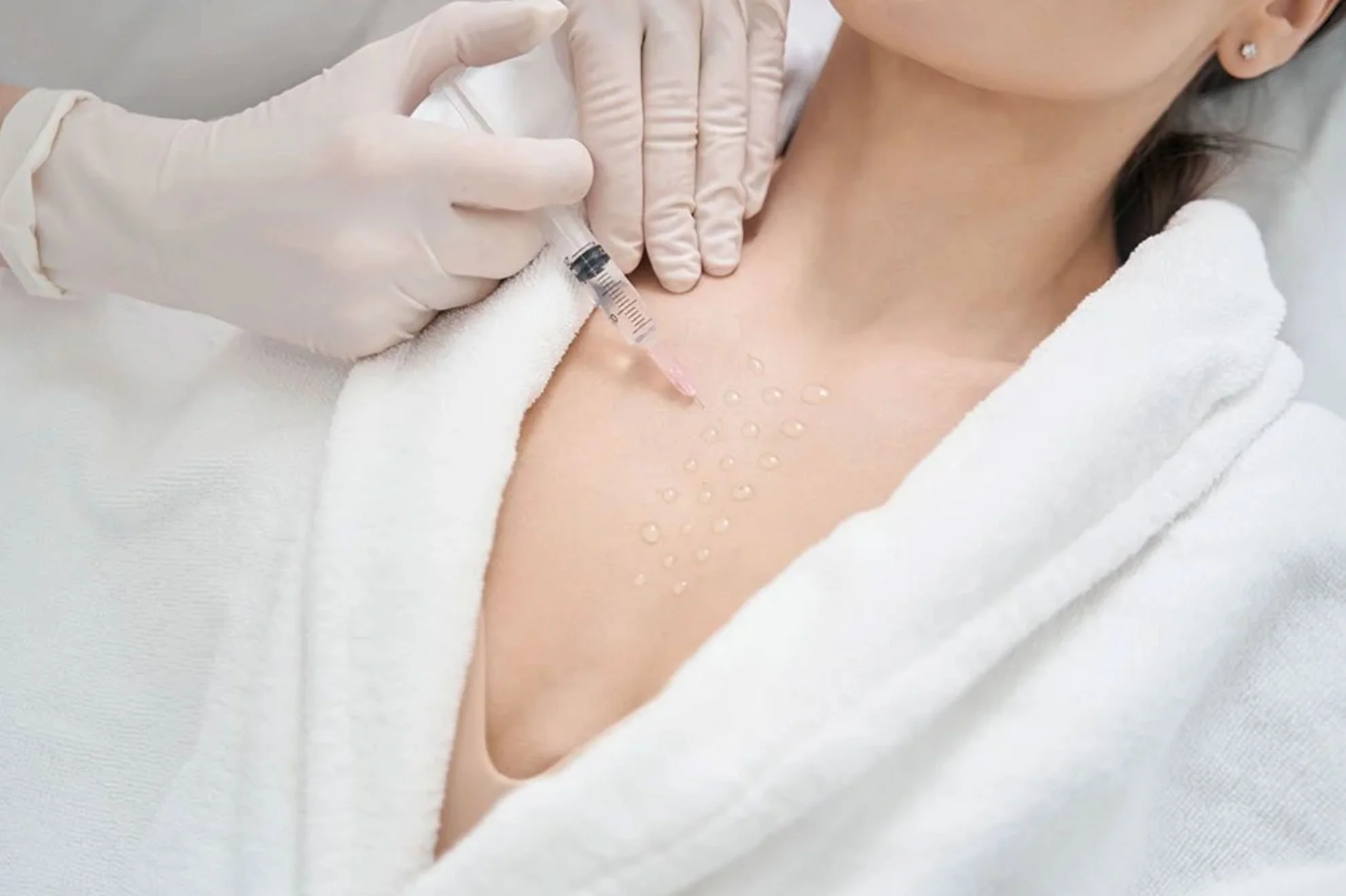 Woman receiving Skin Booster injection at Staffordshire aesthetic clinic
