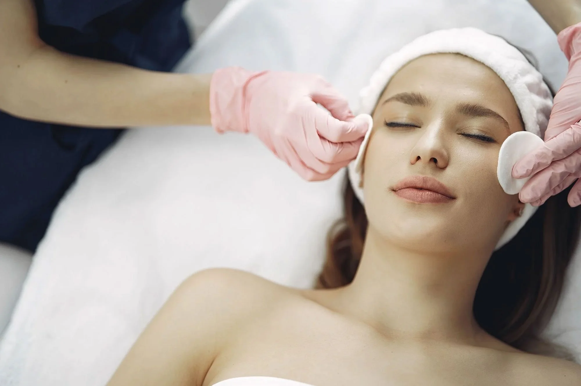 Woman receiving a facial treatment in Stone Staffordshire