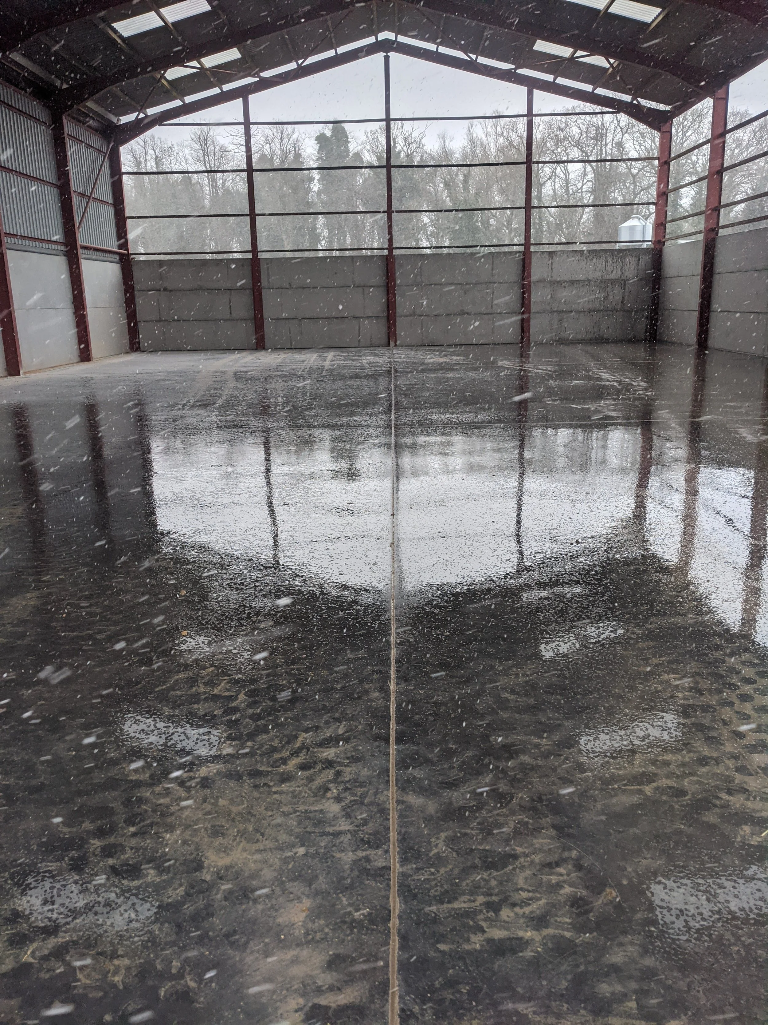 Concrete floor on a rainy day