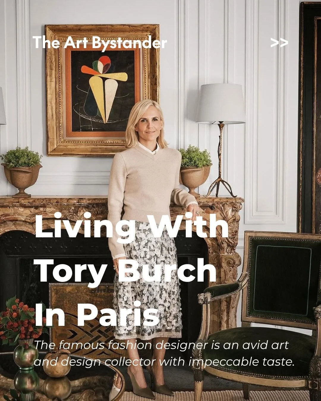 Tory Burch&rsquo;s Paris home doesn&rsquo;t read as a decorated interior. It reads as an argument: art, design, history, and personal taste made to agree with each other.

A 1945 Man Ray hangs above the fireplace, setting the register for a house whe