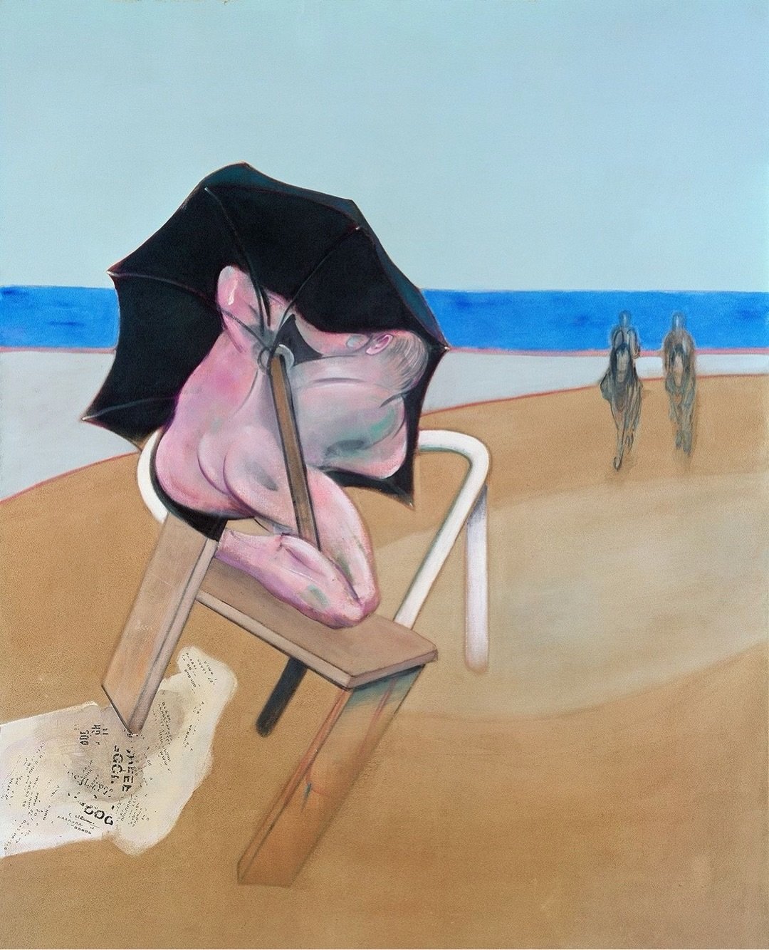 LOVEABLE ARTWORK SERIES: Francis Bacon, Triptych 1974&ndash;77⁠, Oil on canvas.

&rdquo;The space of the triptych was indebted to Degas&rsquo;s Beach Scene (c. 1876, National Gallery, London), which presumably also acted as a trigger for the umbrella