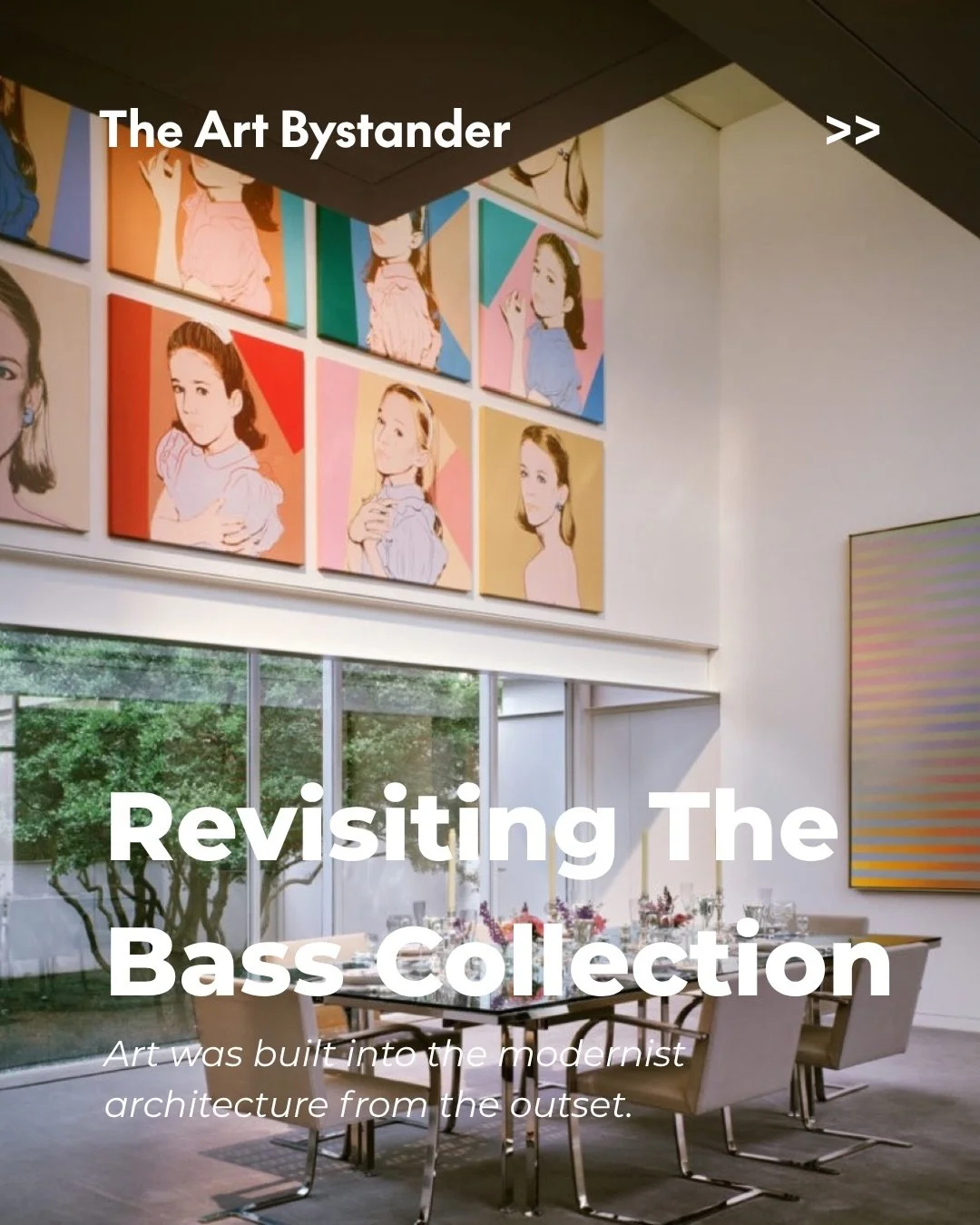 The Bass House was never conceived as a neutral container for art. Architecture, furniture and collection were planned as a single environment.

Commissioned by collectors and philanthropists Anne and Sid Bass in 1970 and completed in 1976, Paul Rudo