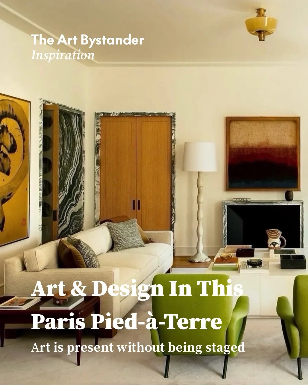 I love this Parisian pied-&agrave;-terre by @luislaplace, an interior that shows how restraint can give a collection greater presence. Warm oak panelling grounds the rooms, richly veined marble brings movement, and soft rugs and upholstery keep the a