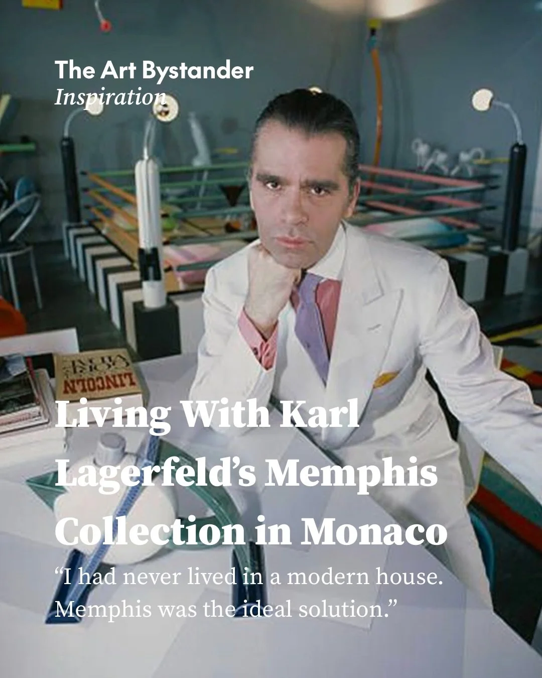 Karl Lagerfeld&rsquo;s apartment at Le Roccabella in Monte Carlo was one of the most complete Memphis @memphis_milano interiors ever assembled.

He moved into the large modern apartment in 1981, the same year the Memphis Group made its debut in Milan