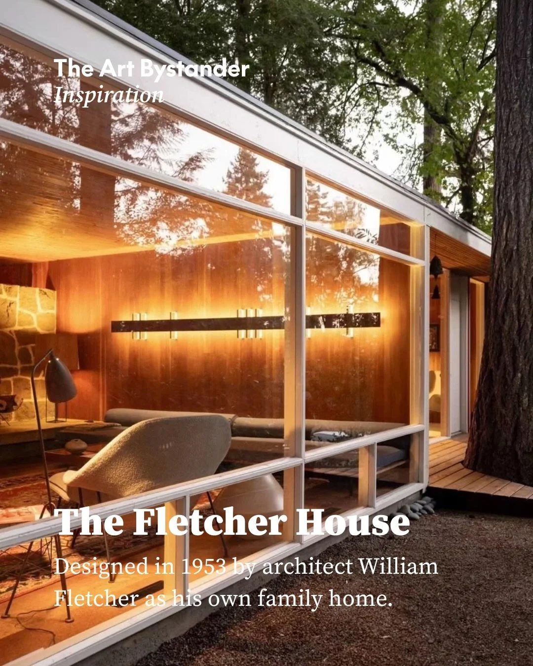 William Fletcher was only three years out of architecture school when he designed this house in 1953, his first fully realised residence and the home he created for himself, his wife Joyce and their family on almost two wooded acres in Dunthorpe, bet