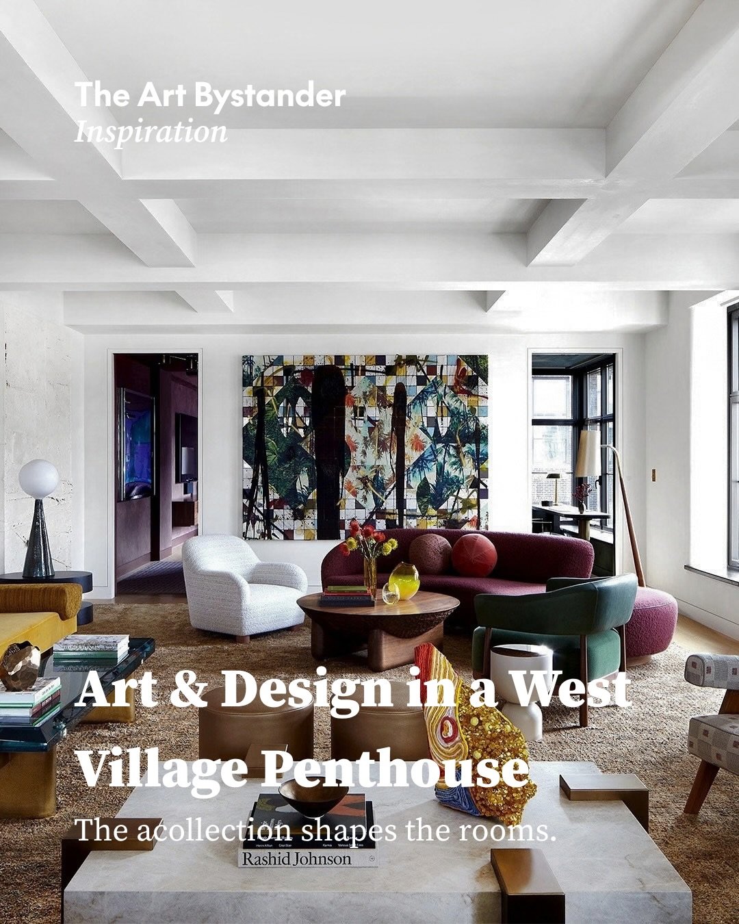 In this West Village penthouse, the art collection shapes the rooms around it.

Heather Wells designed the interiors with Amanda Sullivan Studio Architecture, bringing saturated colour, sculptural furniture and carefully worked metal into conversatio