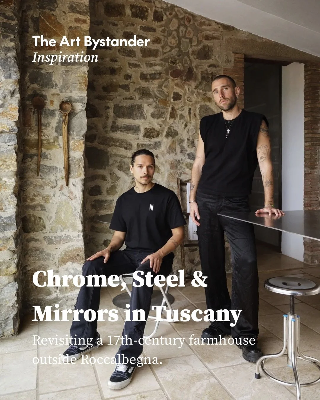 Revisiting a 17th-century farmhouse outside Roccalbegna, Tuscany, where @harrynuriev of @crosbystudios has made a family home with his partner @tylerbilly and Tyler&rsquo;s parents.

From the outside, the stone house sits among olive trees and looks 