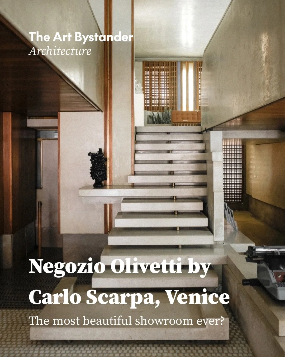 Carlo Scarpa&rsquo;s staircase at the Negozio Olivetti makes the simple act of moving between floors feel like an encounter with sculpture.

Commissioned by Adriano Olivetti in 1957 and inaugurated in 1958, the showroom sits beneath the arcades of th