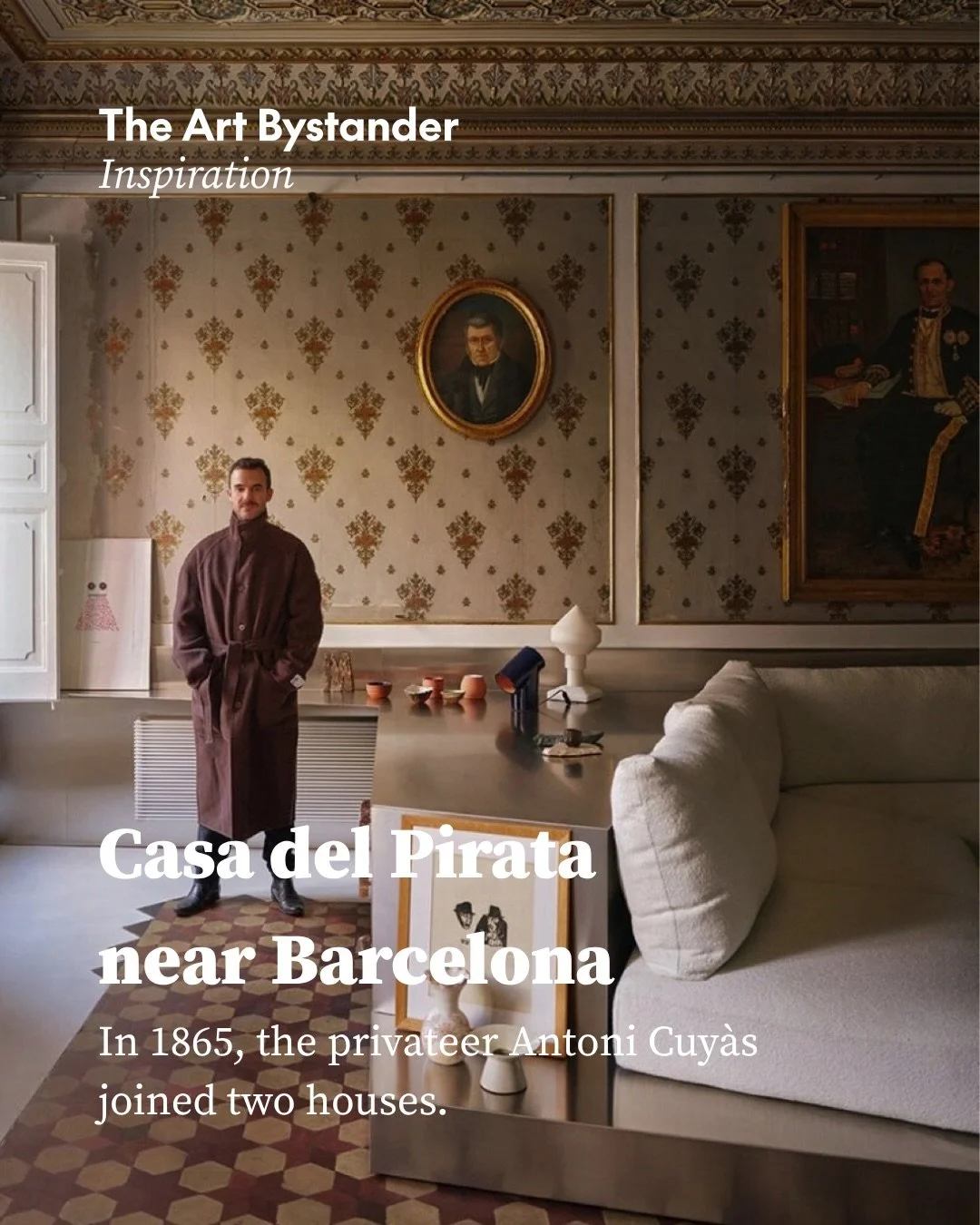 Painted ceilings, worn wallpaper and stainless steel. At La Casa del Pirata, the pleasure is in how these materials meet.

In Matar&oacute;, near Barcelona, architect Ra&uacute;l S&aacute;nchez has renovated a home with an extraordinary family histor
