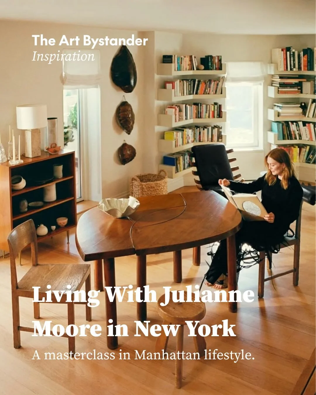 Julianne Moore&rsquo;s (@juliannemoore) Manhattan apartment reveals a personal eye for art, furniture and the smaller objects that give a home its character.

The duplex sits atop a 1920s former residential hotel in Greenwich Village. Working with he